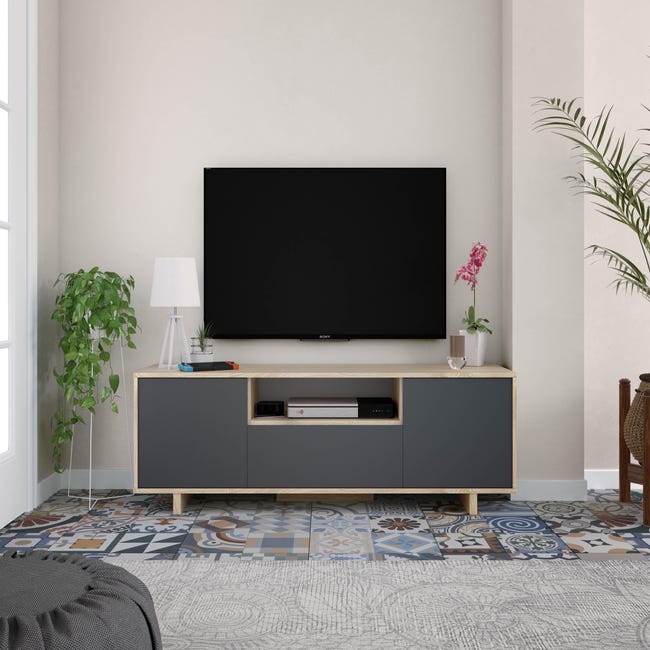 Mueble tv Zaira canadian y antracita 46x150x41cm | Leroy Merlin