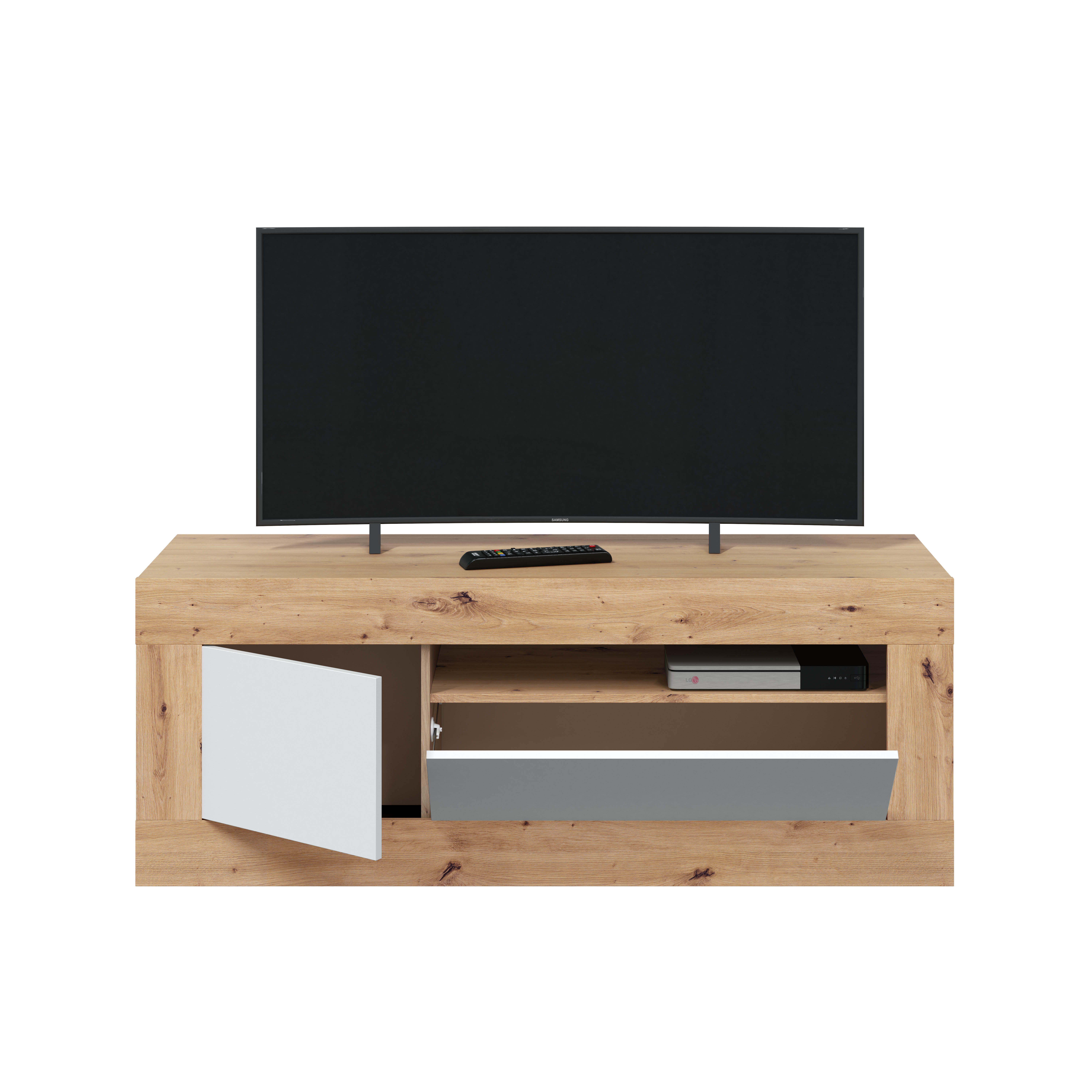 Mueble tv baltik roble nodi y blanco artik 53x139x42cm