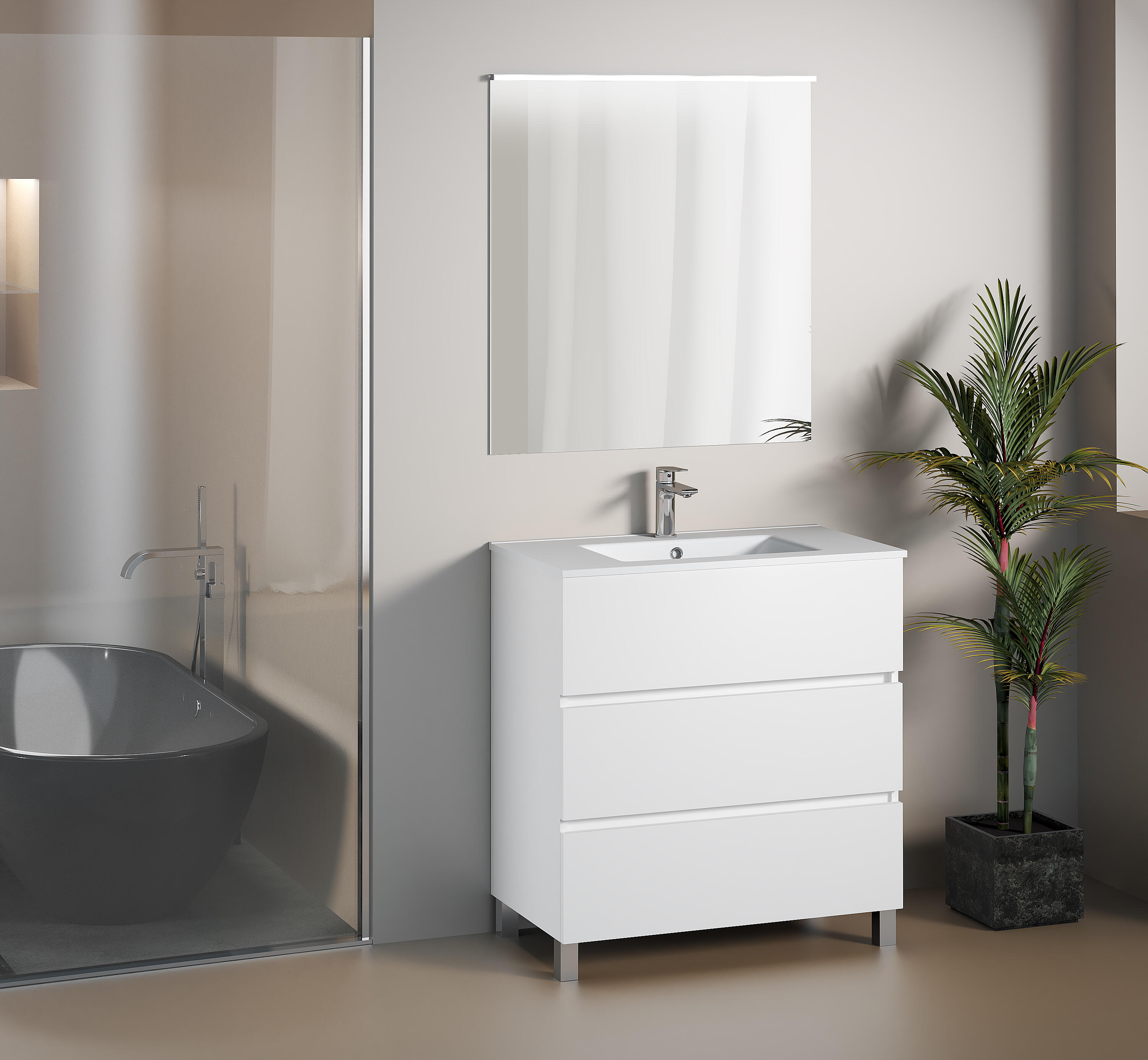 Mueble de baño con lavabo norway blanco 80x45 cm