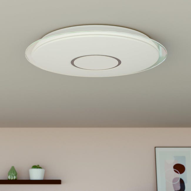 suspensión suizo desinfectante Plafón LED INSPIRE Vizzini altavoz,3500lm,intensidad y tono luz  regulable,D56cm | Leroy Merlin