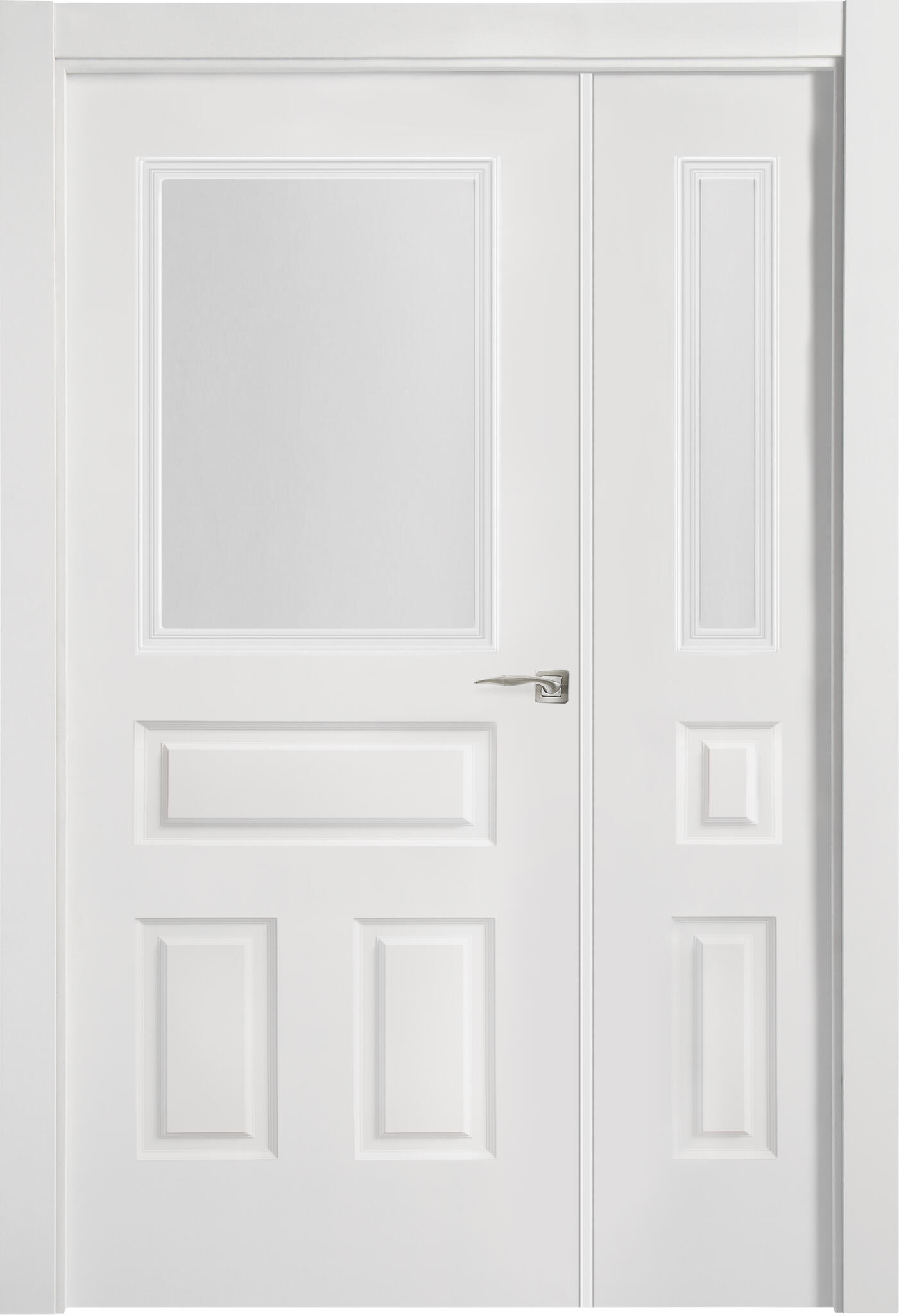 Puerta indiana plus blanco apertura izquierda con cristal de 11x115cm