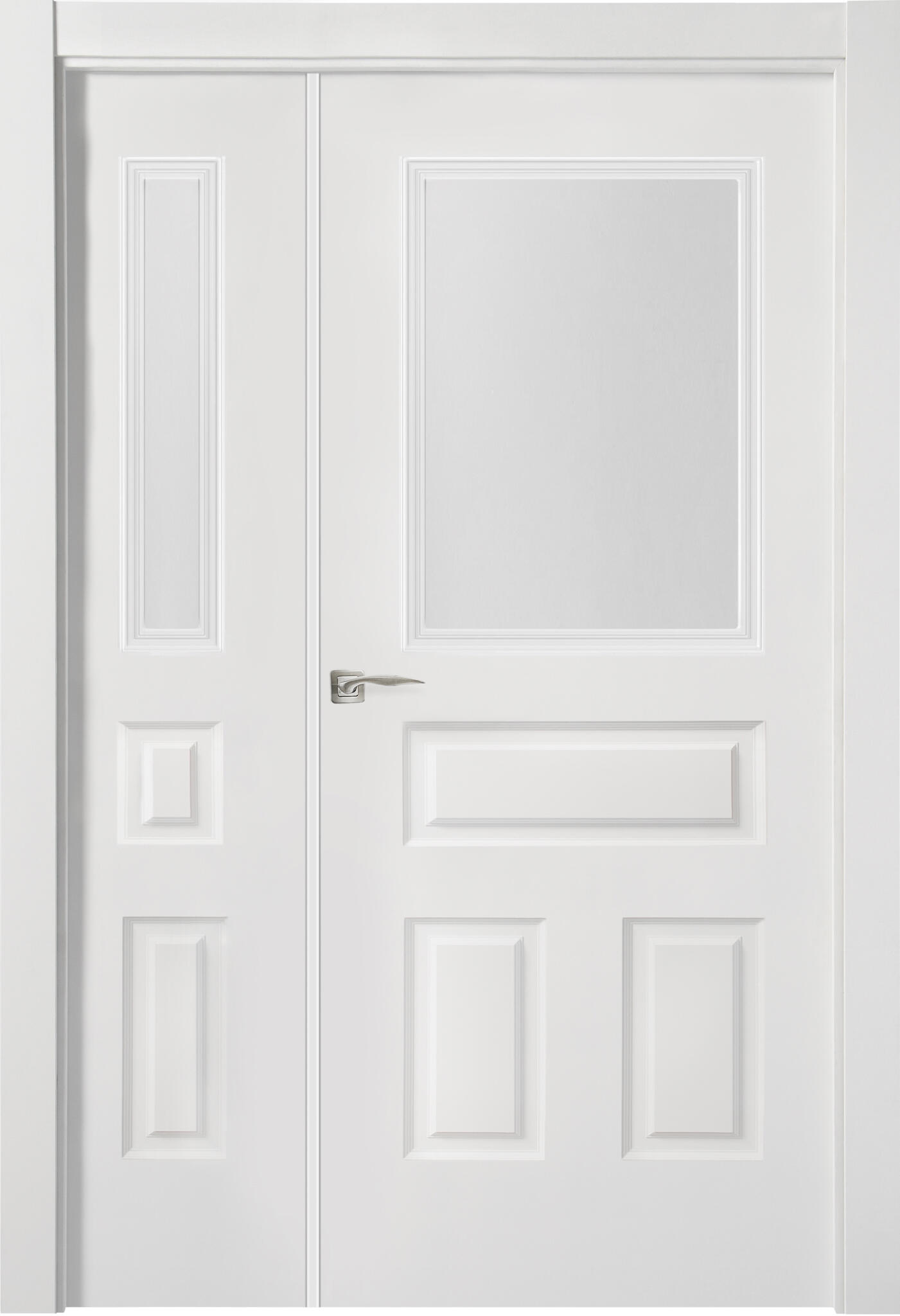 Puerta indiana plus blanco apertura derecha con cristal de 9x125 cm