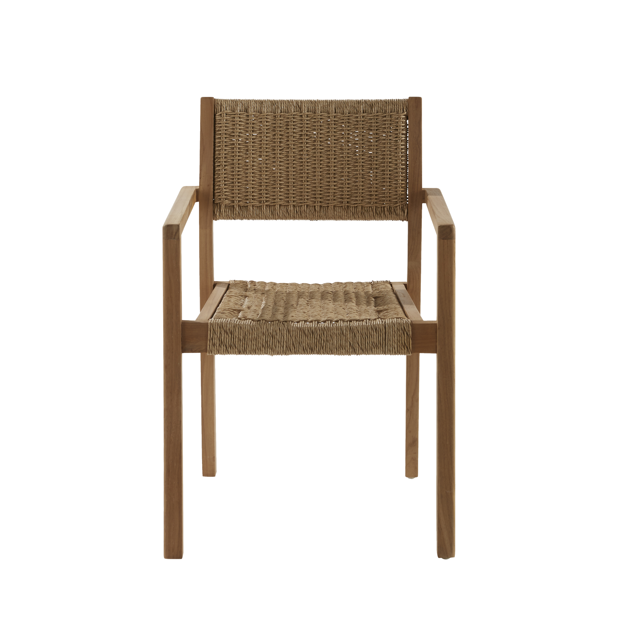 Silla de jardín naterial ribeira de teca y mimbre con brazos marrón de la marca NATERIAL