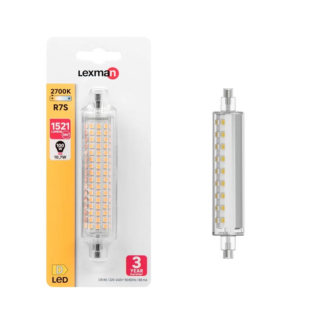 Premedicación Descarte Toro Bombilla LED LEXMAN tubo casquillo R7S de 2700 K | Leroy Merlin