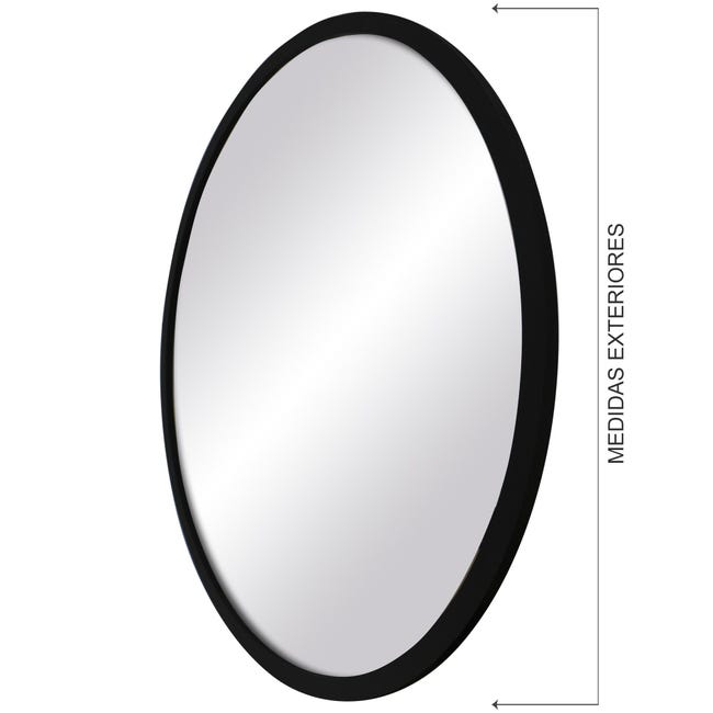 Espejo enmarcado redondo Ordina negro 80 x 80 cm