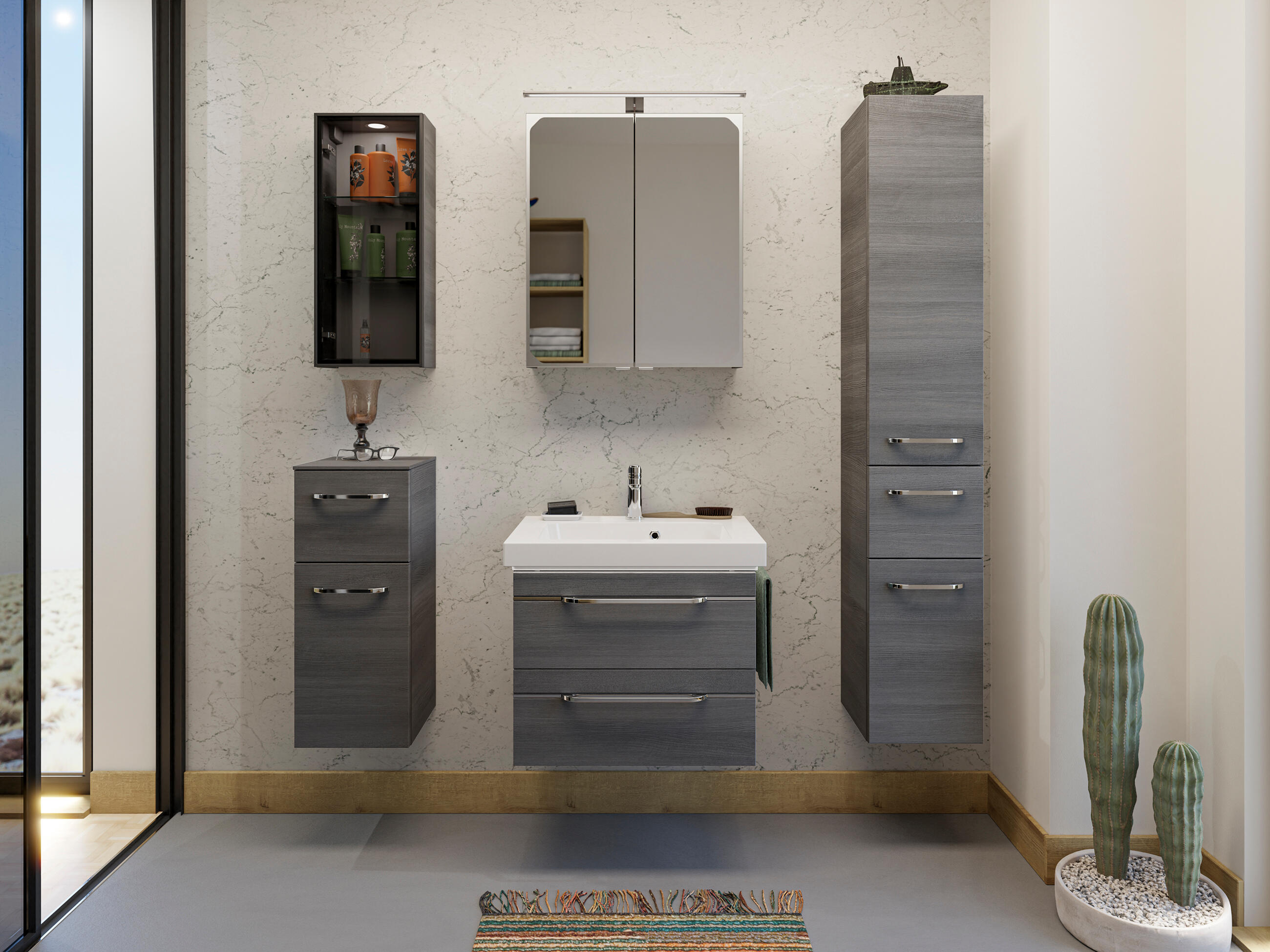 Mueble de baño con lavabo balto grafito 60x46 cm