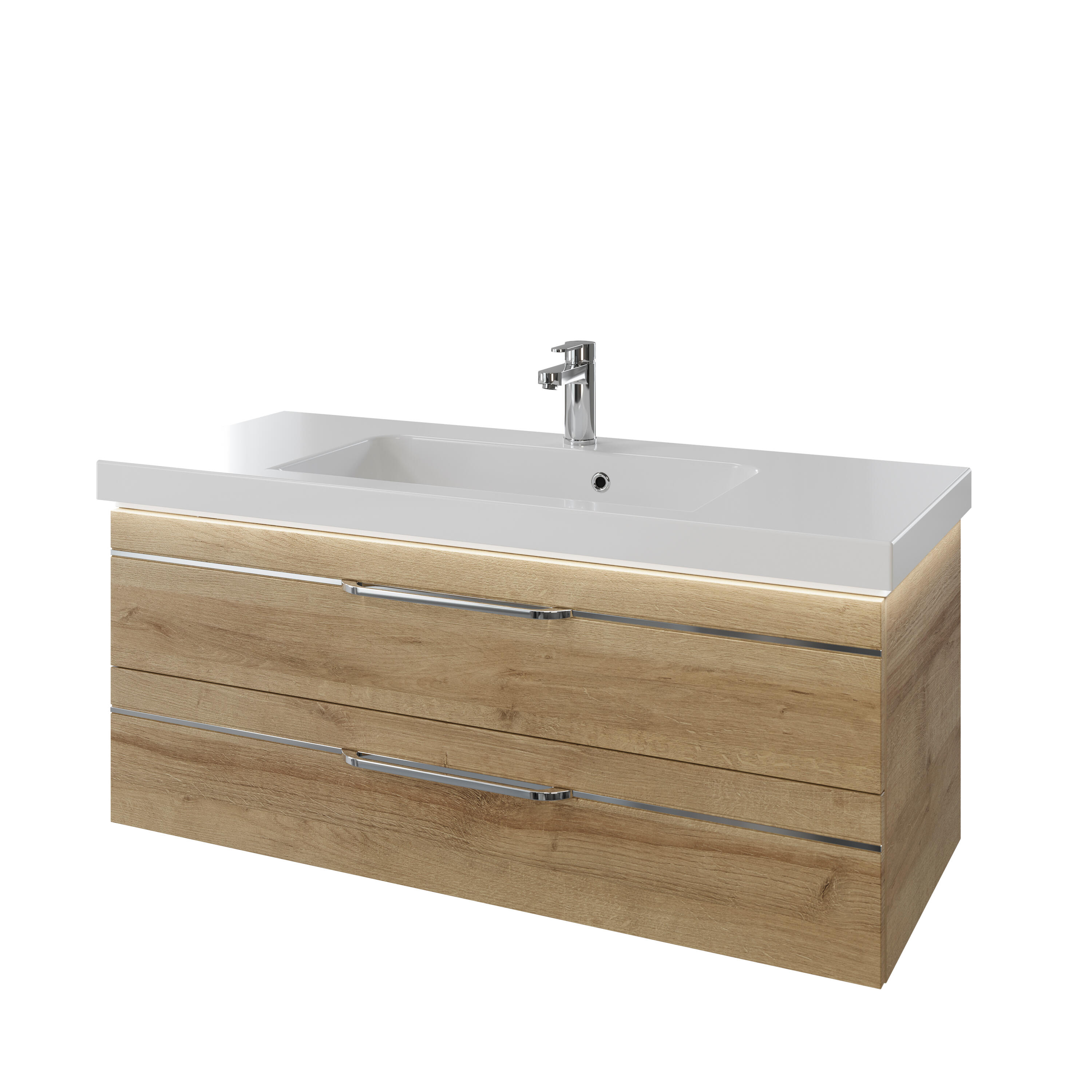Mueble de baño con led y lavabo balto castaño 120x49 cm