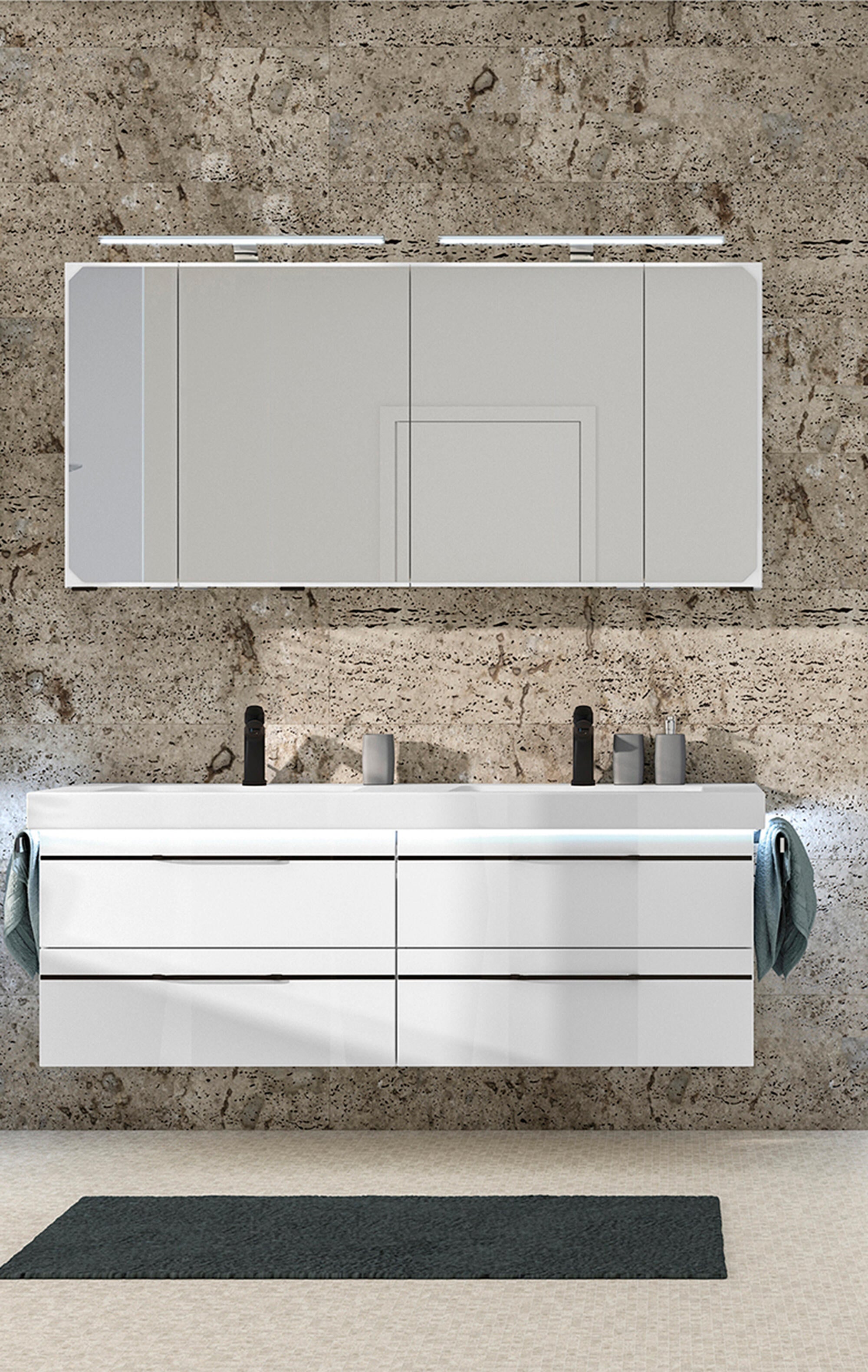 Mueble de baño con led y lavabo balto blanco 145x49 cm