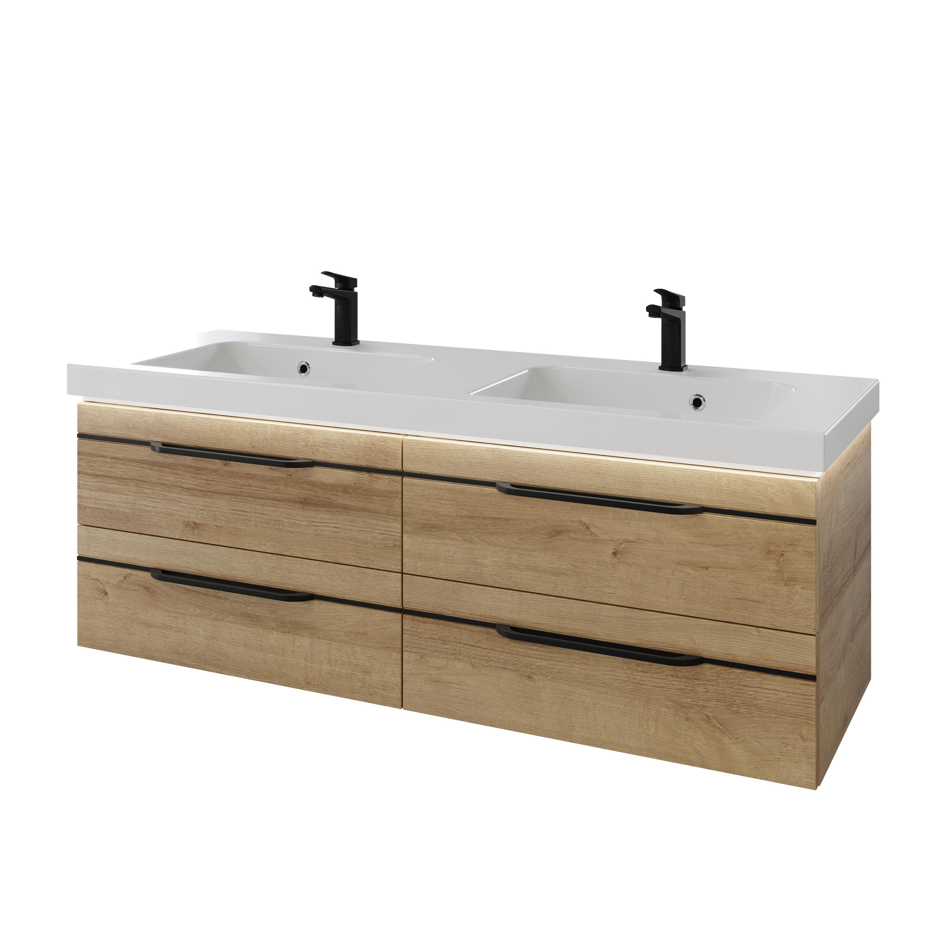 Mueble de baño con led y lavabo balto castaño 145x49 cm