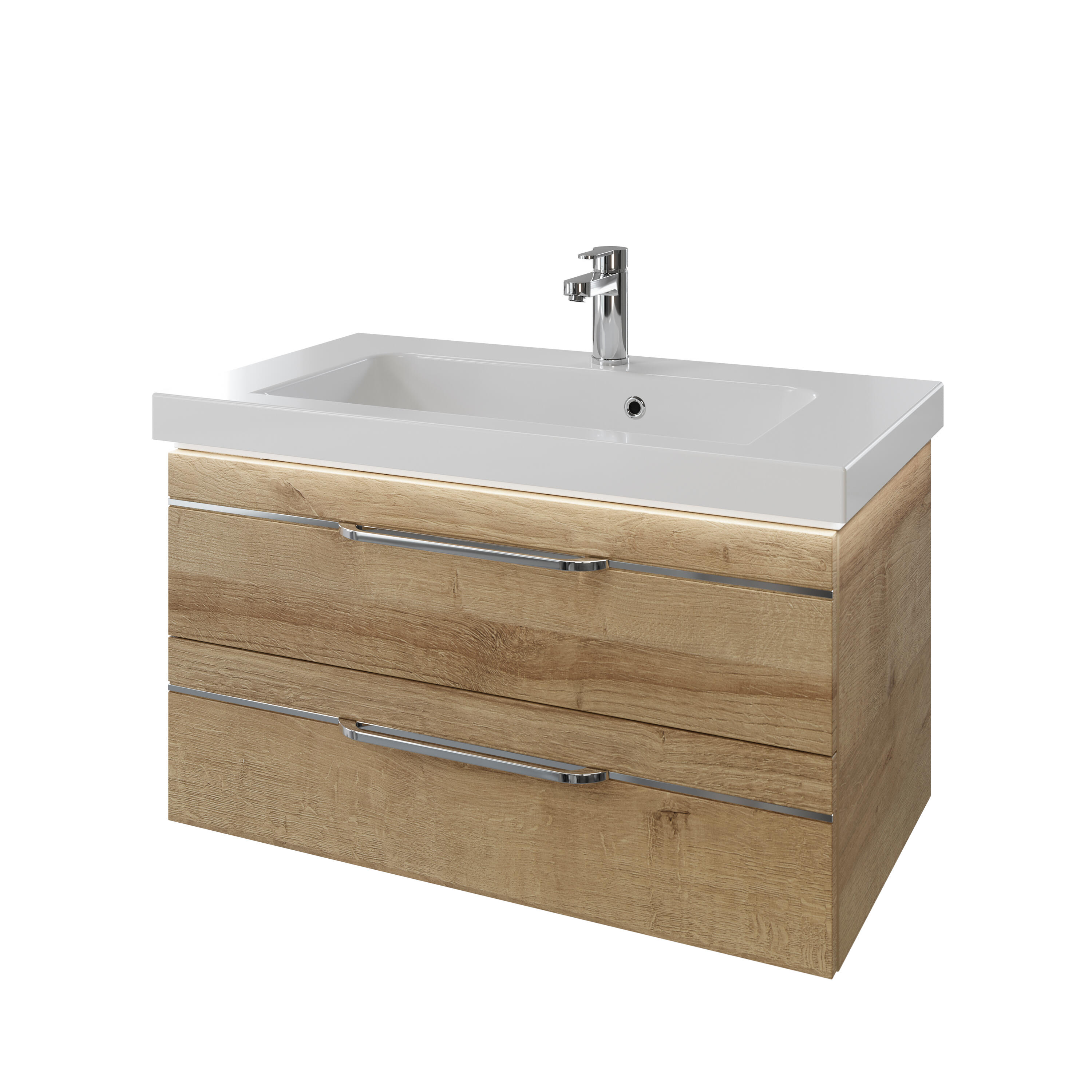 Mueble de baño con led y lavabo balto castaño 90x49 cm