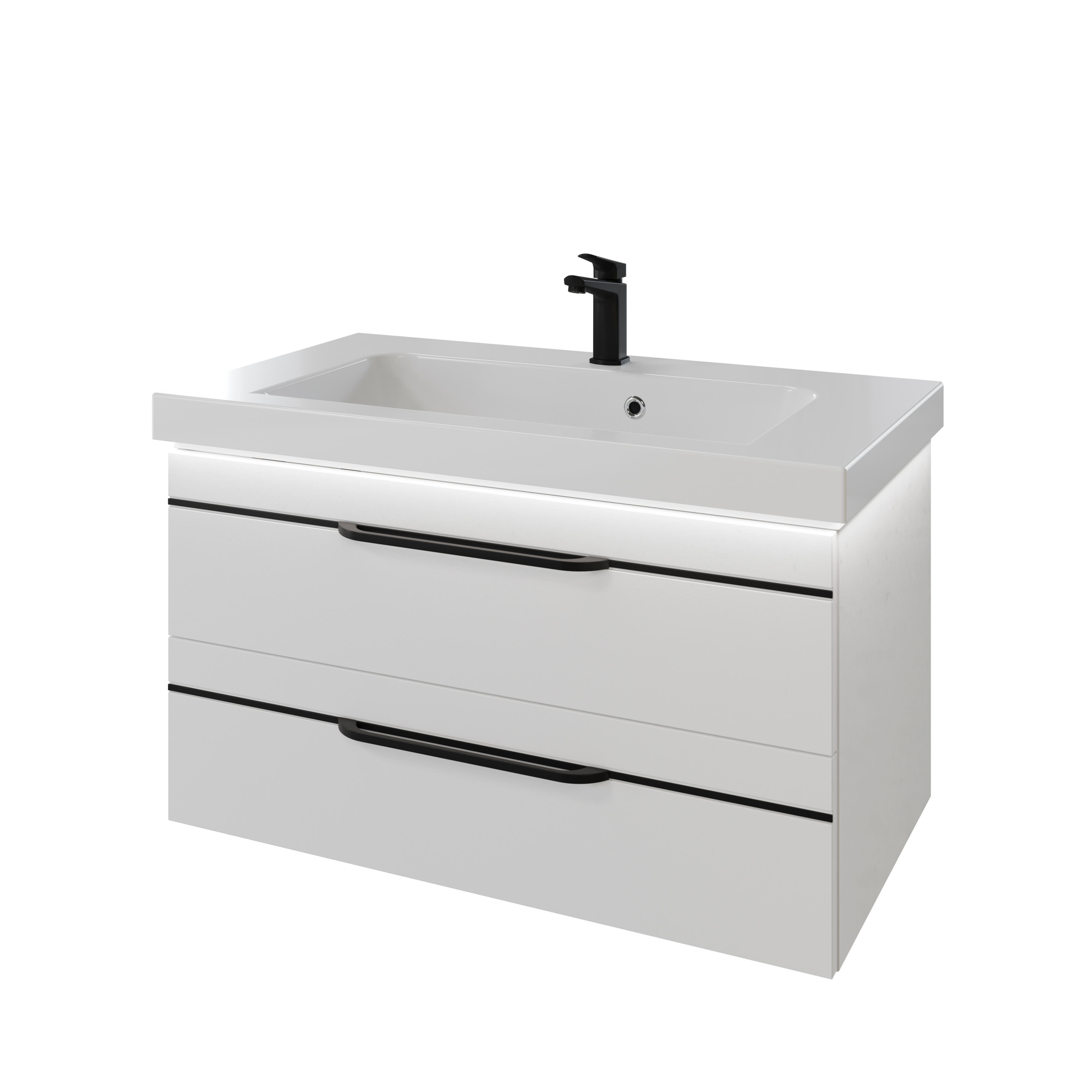 Mueble de baño con led y lavabo balto blanco 90x49 cm