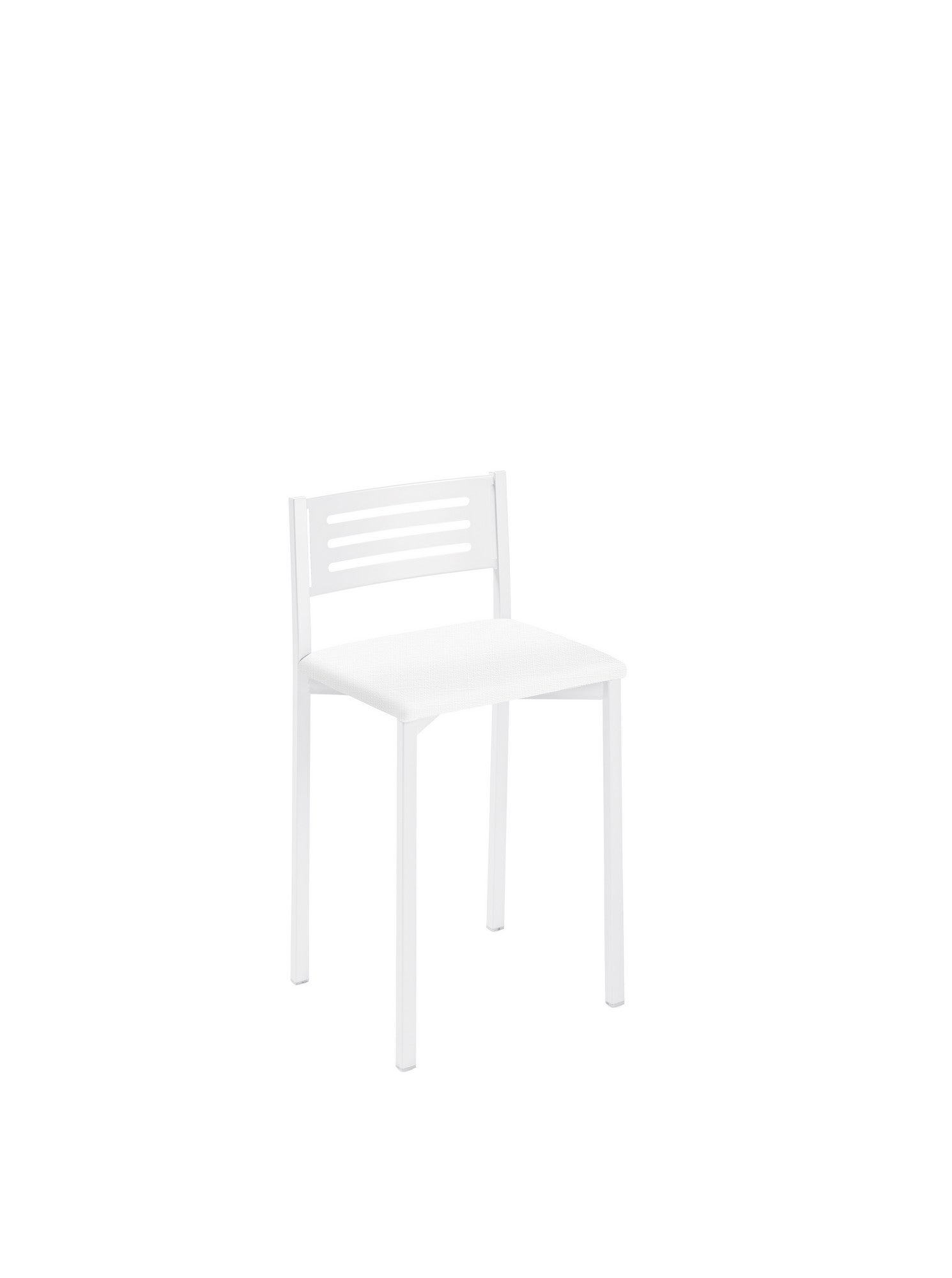 Taburete kelsa bajo de estructura metal con respaldo y asiento blanco 33x47cm