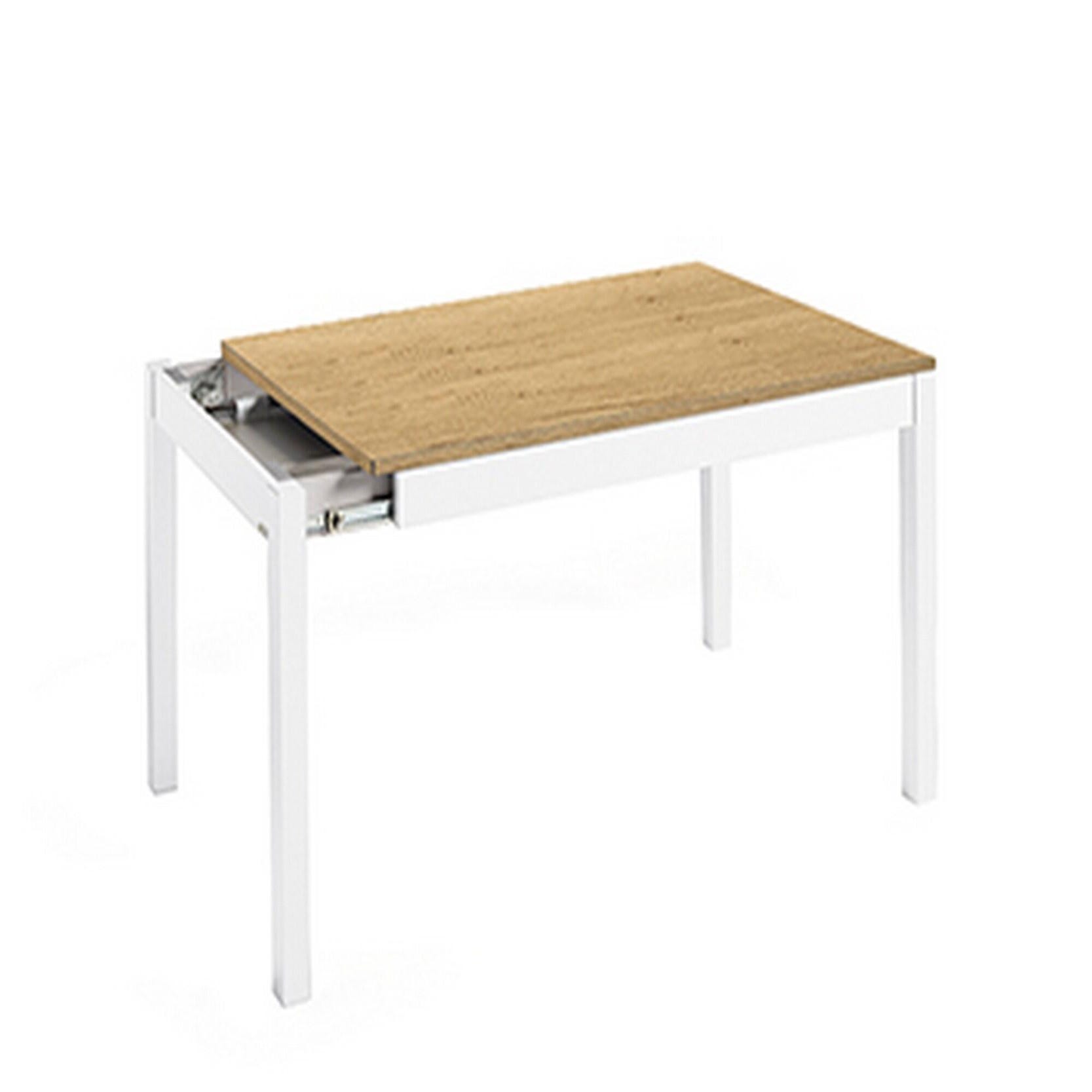 Mesa de cocina rectangular blanca y roble Nube de 60 x 77 x 100-150 cm