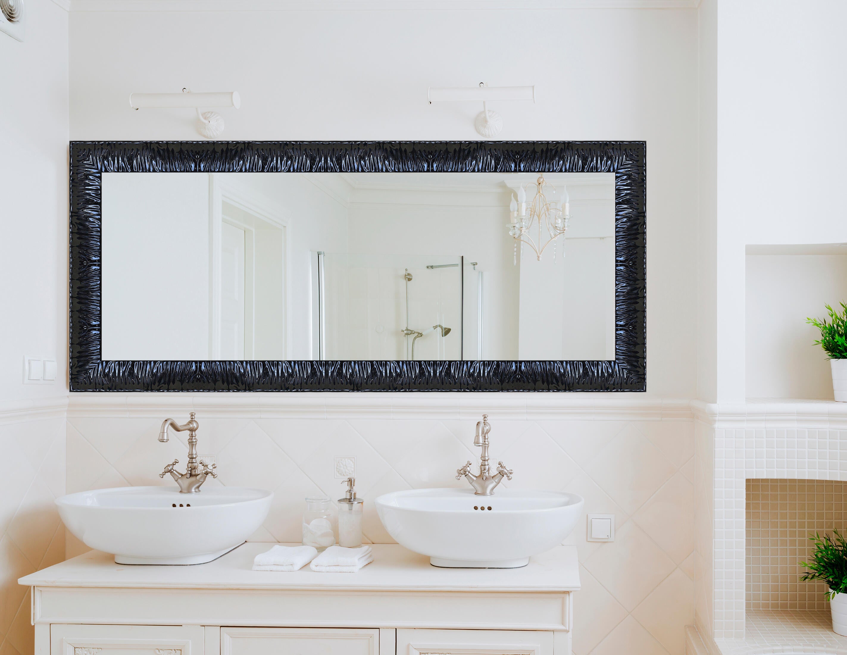 Espejo grande enmarcado rectangular amy xxl negro 180 x 80 cm