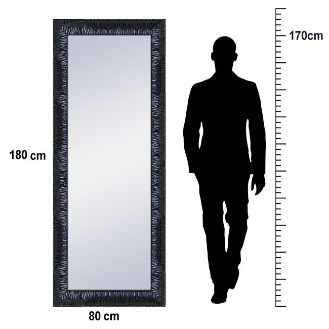 Espejo grande enmarcado rectangular Amy Xxl negro 180 x 80 cm