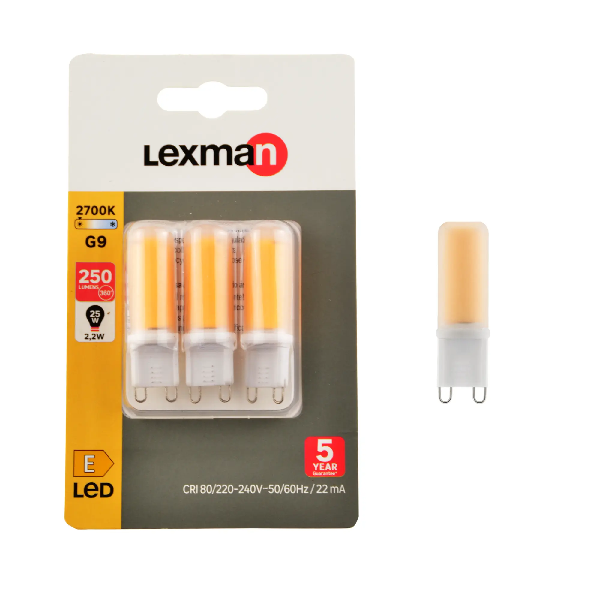 Pack de 3 bombillas led lexman filamento globo casquillo g9 de 2700 k