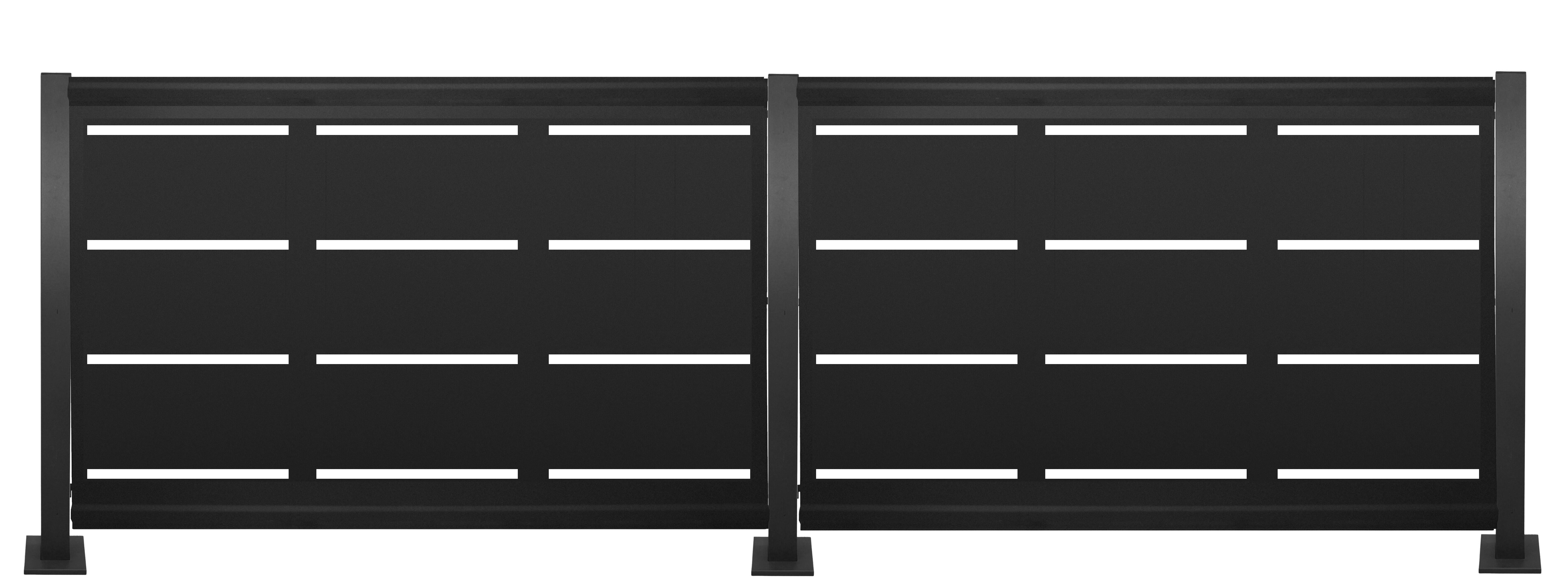 Kit valla de acero galvanizado rayas negro 306x100x13 cm