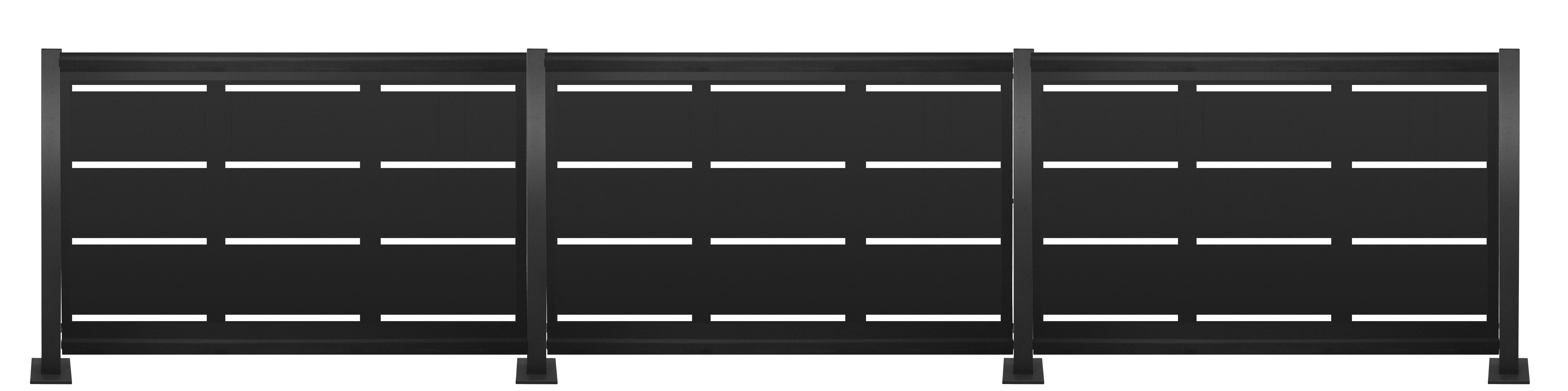 Kit valla de acero galvanizado rayas negro 456x100x13 cm