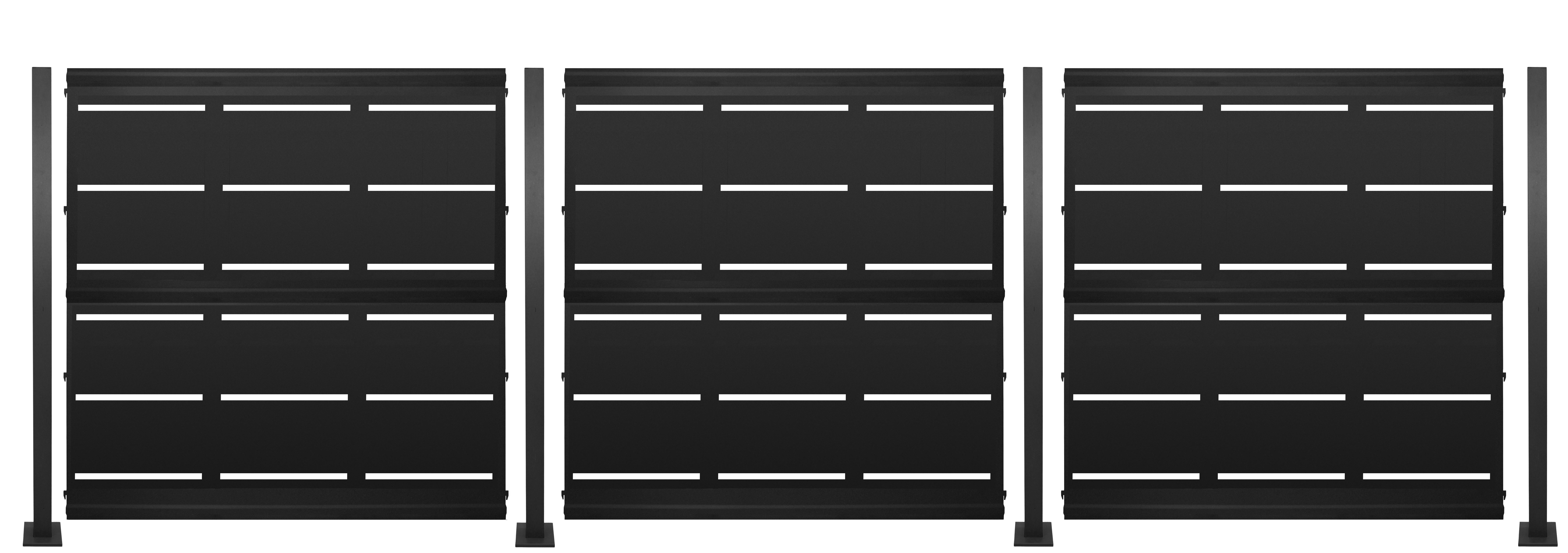 Kit valla de acero galvanizado rayas negro 456x150x13 cm