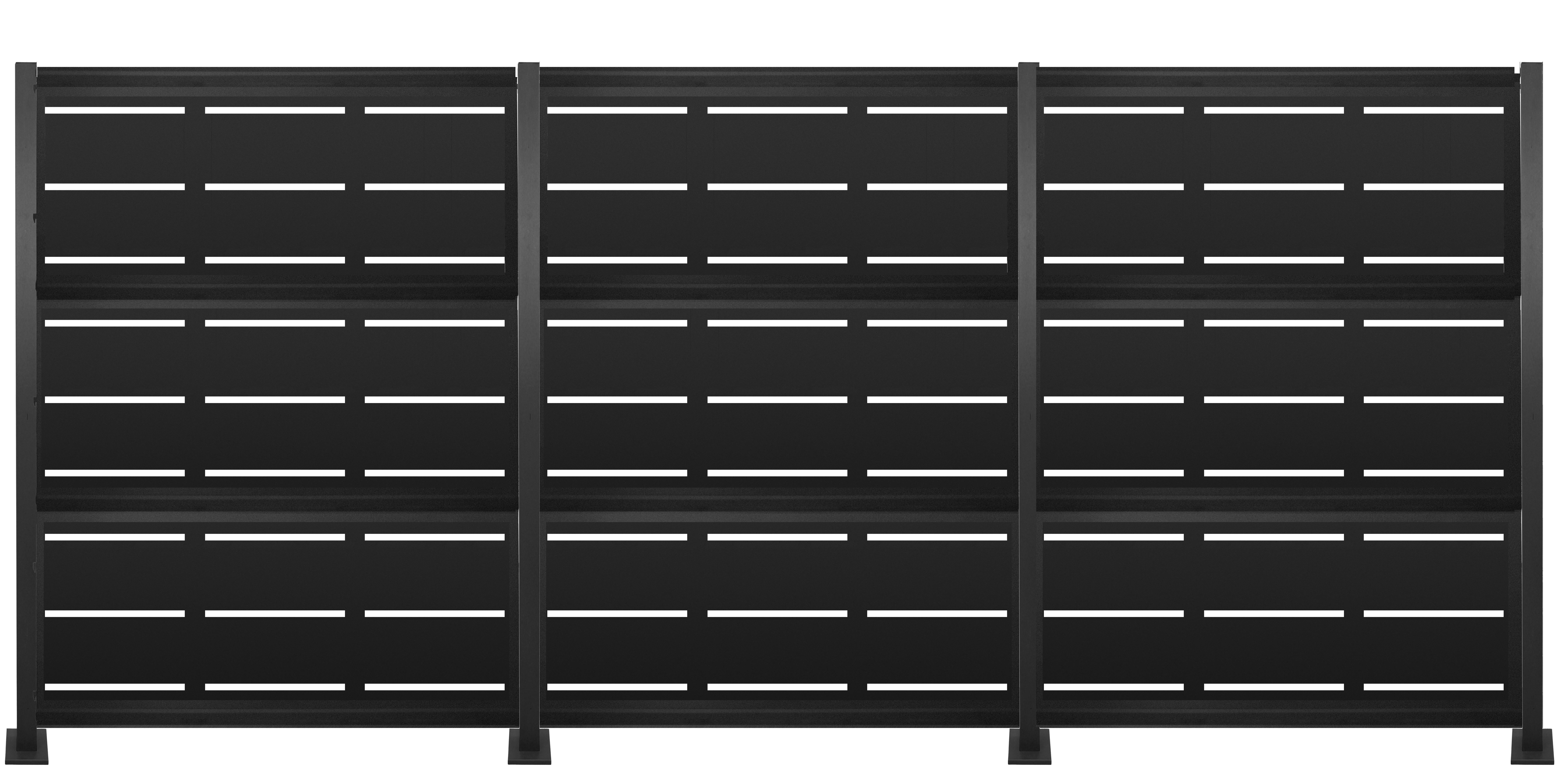 Kit valla de acero galvanizado rayas negro 456x200x13 cm