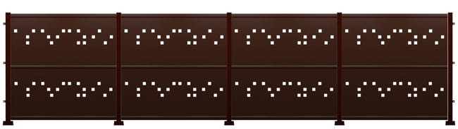 Kit valla de acero galvanizado CUADROS MARRÓN FORJA 606x150x13 cm ...