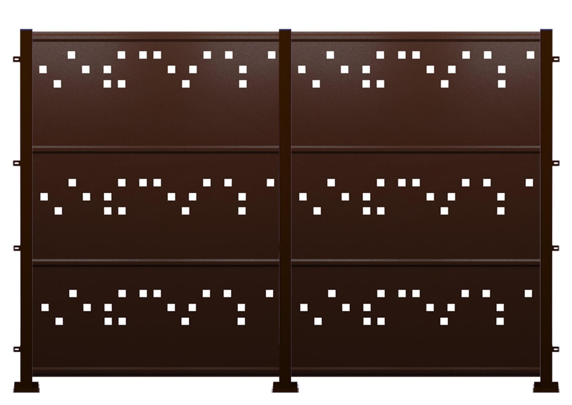 Kit valla de acero galvanizado cuadros marrón forja 306x200x13 cm