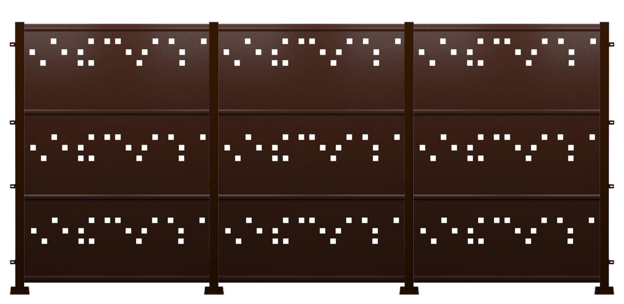 Kit valla de acero galvanizado cuadros marrón forja 456x200x13 cm