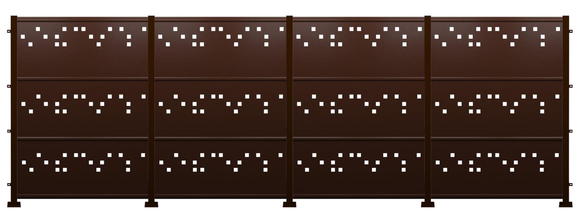 Kit valla de acero galvanizado cuadros marrón forja 606x200x13 cm