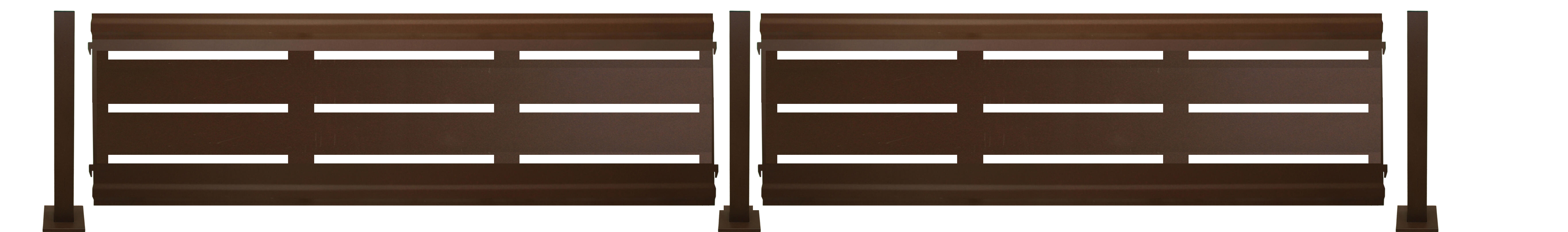 Kit valla de acero galvanizado rayas marrón forja 306x50x13 cm