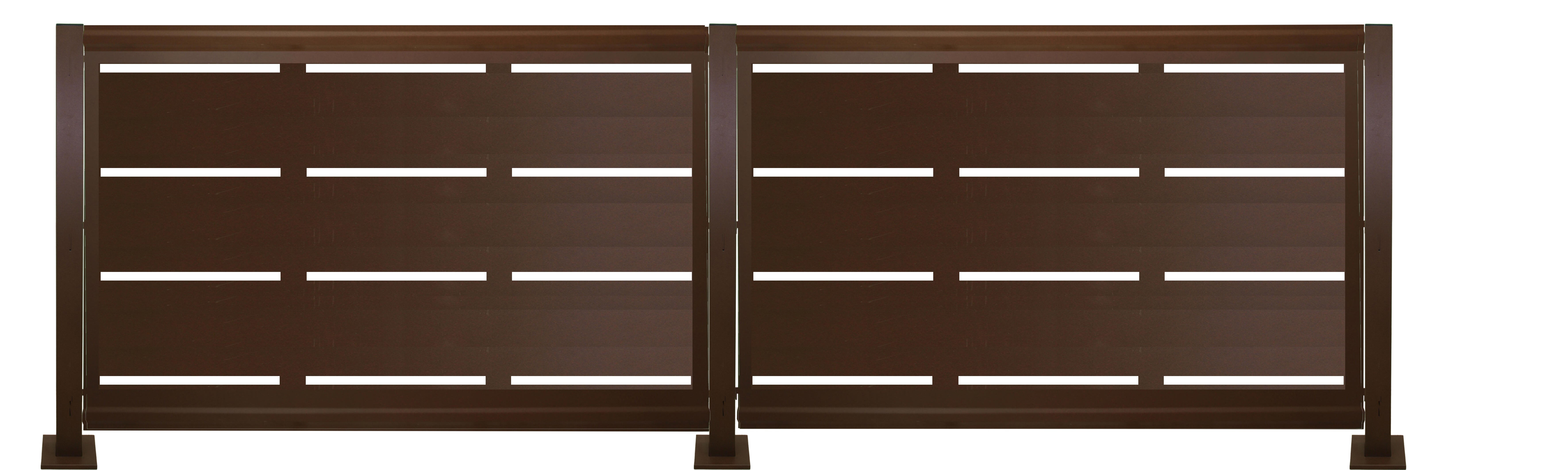Kit valla de acero galvanizado rayas marrón forja 306x100x13 cm