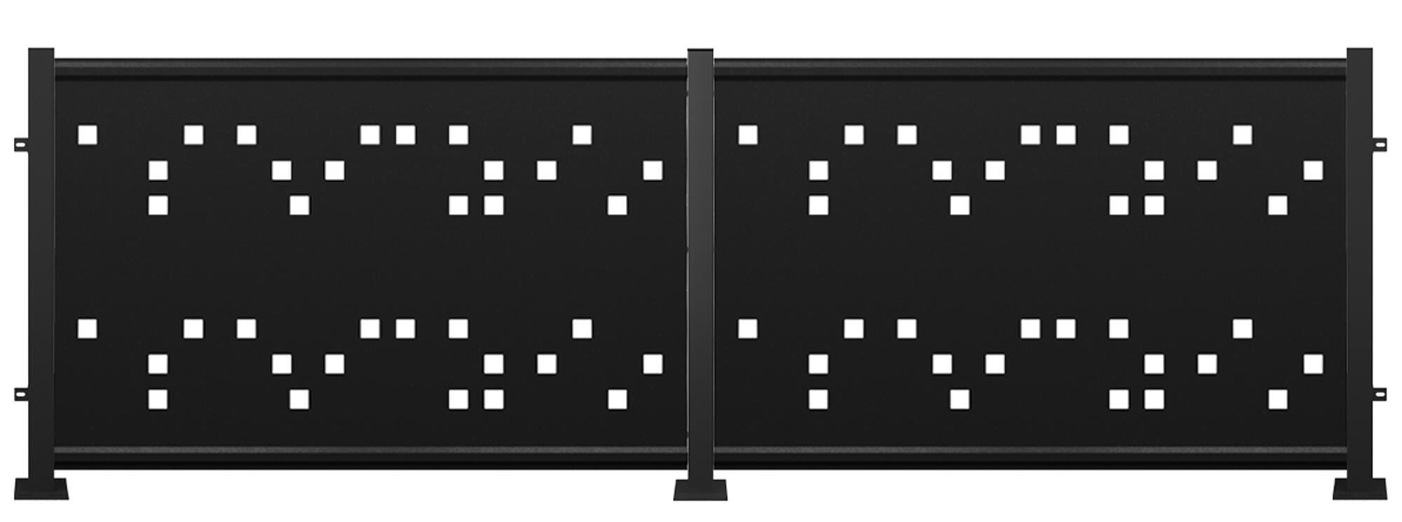 Kit valla de acero galvanizado cuadros negro 306x100x13 cm