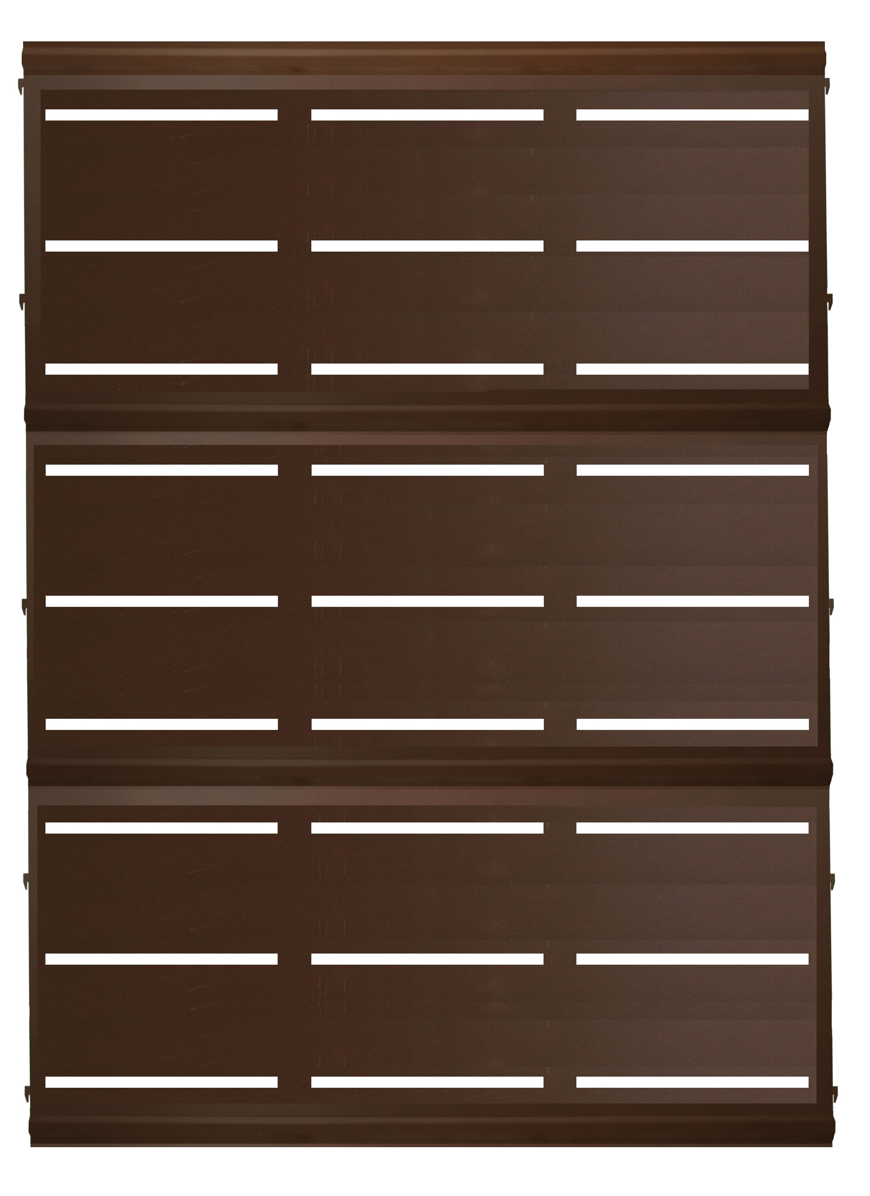 Panel de valla acero galvanizado rayas marrón forja 144x194x6 cm