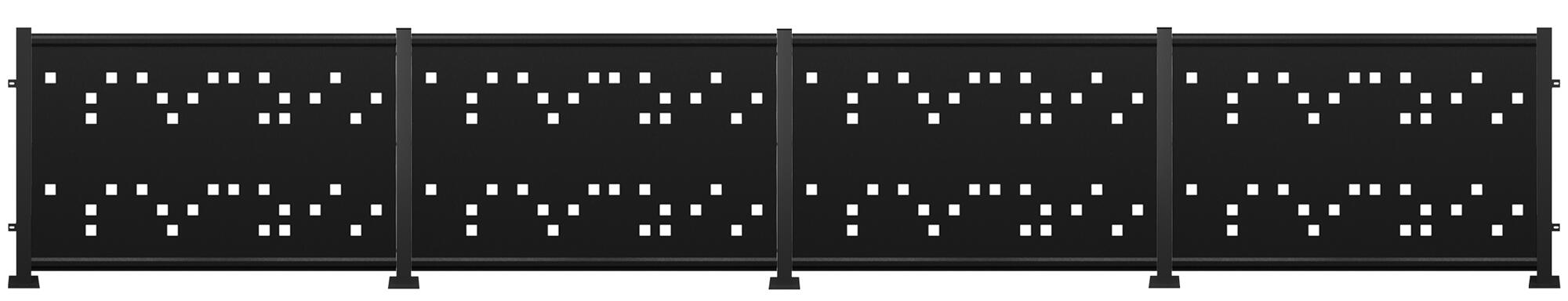 Kit valla de acero galvanizado cuadros negro 606x100x13 cm