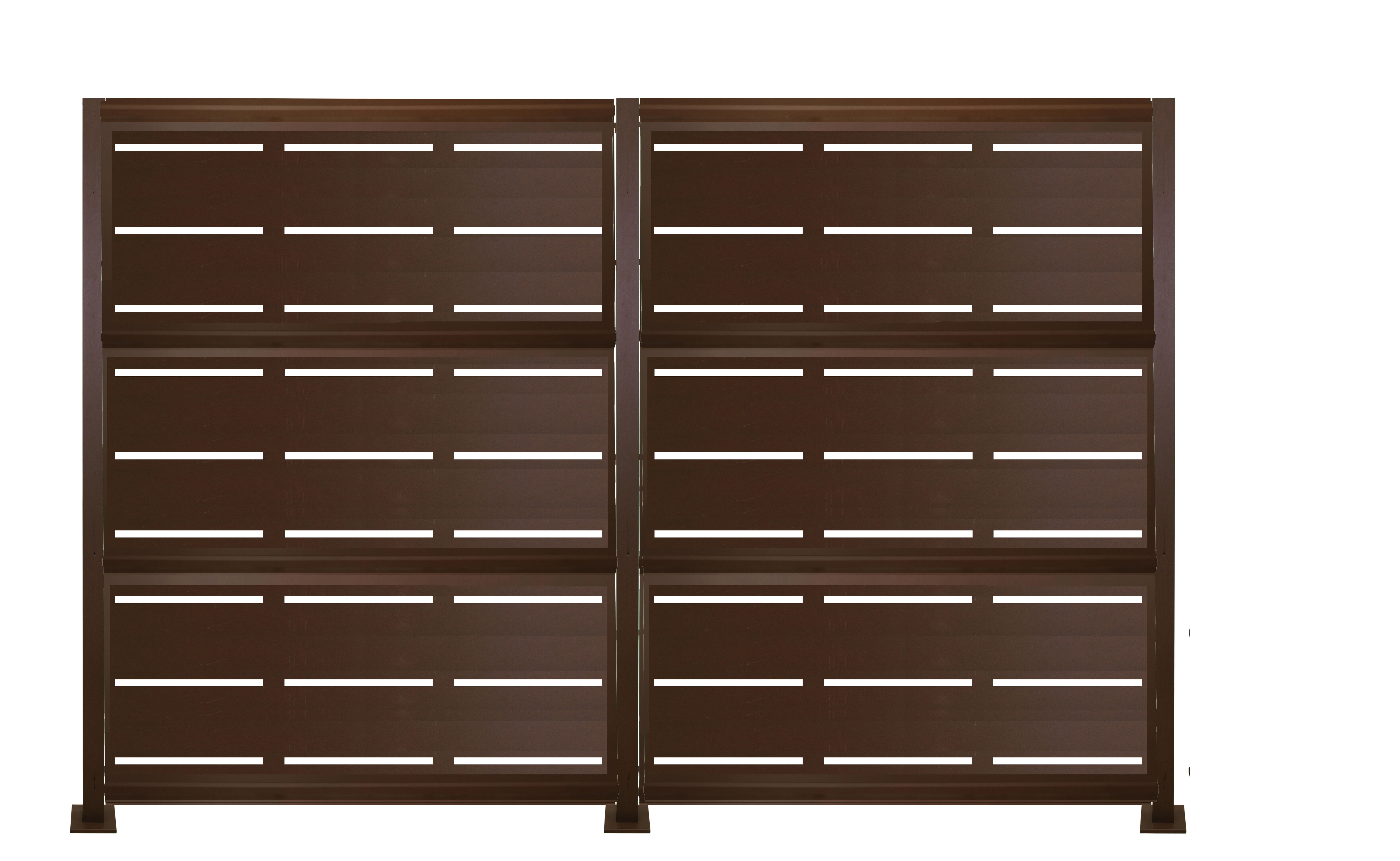 Kit valla de acero galvanizado rayas marrón forja 306x200x13 cm
