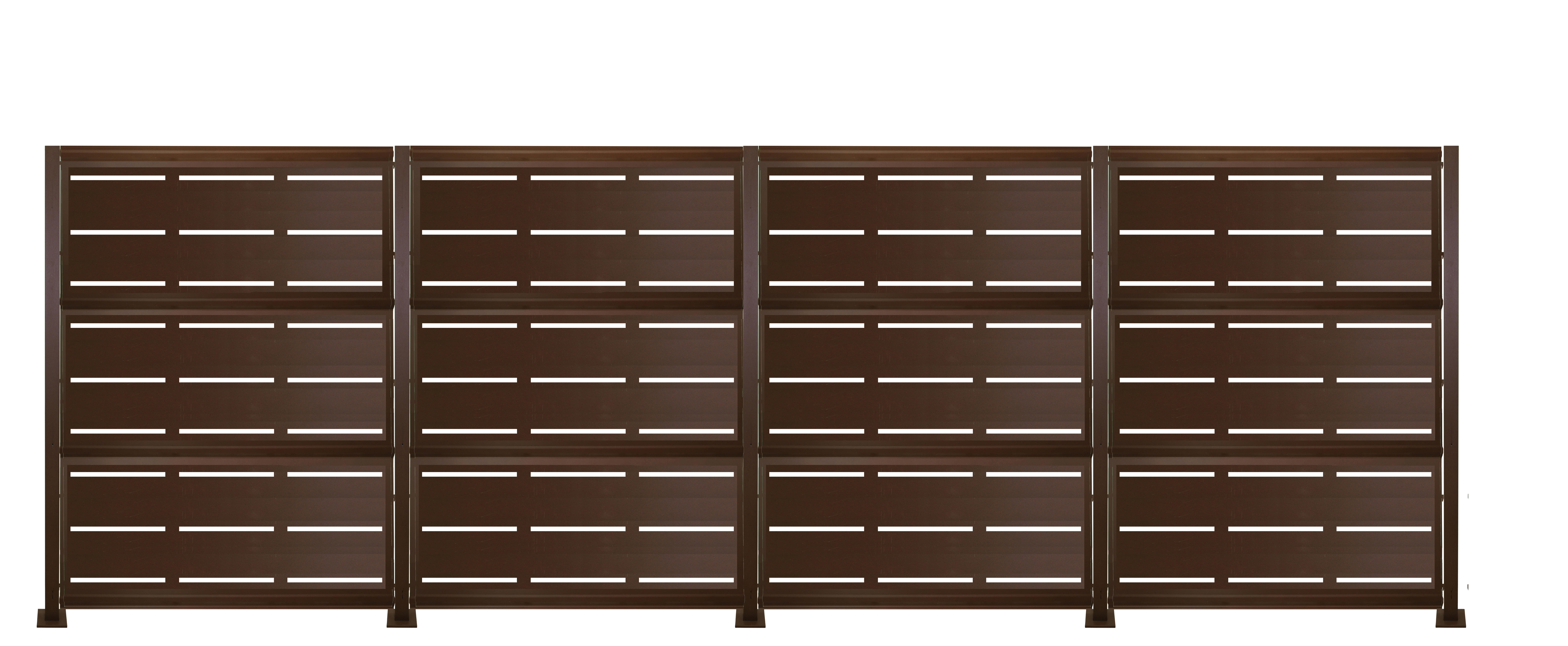 Kit valla de acero galvanizado rayas marrón forja 606x200x13 cm