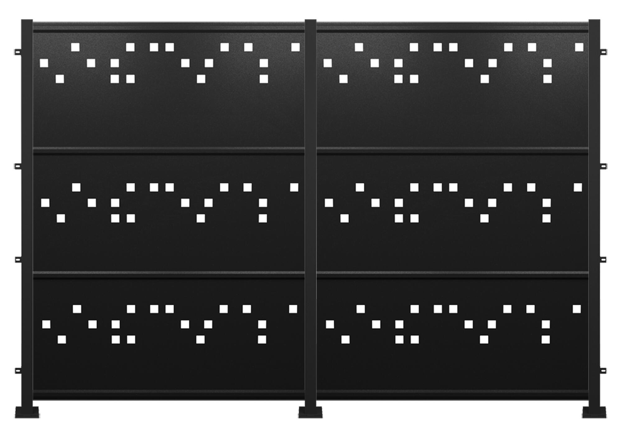 Kit valla de acero galvanizado cuadros negro 306x200x13 cm
