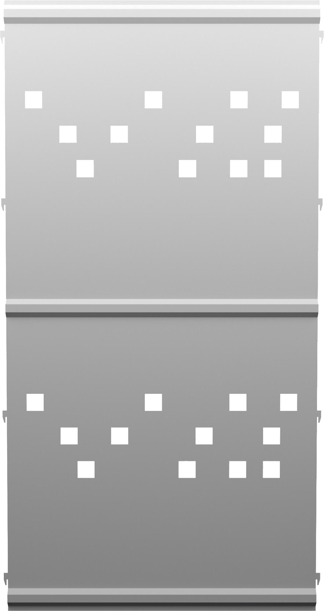Panel remate valla acero galvanizado franja cuadros blanco 144x73,5 cm