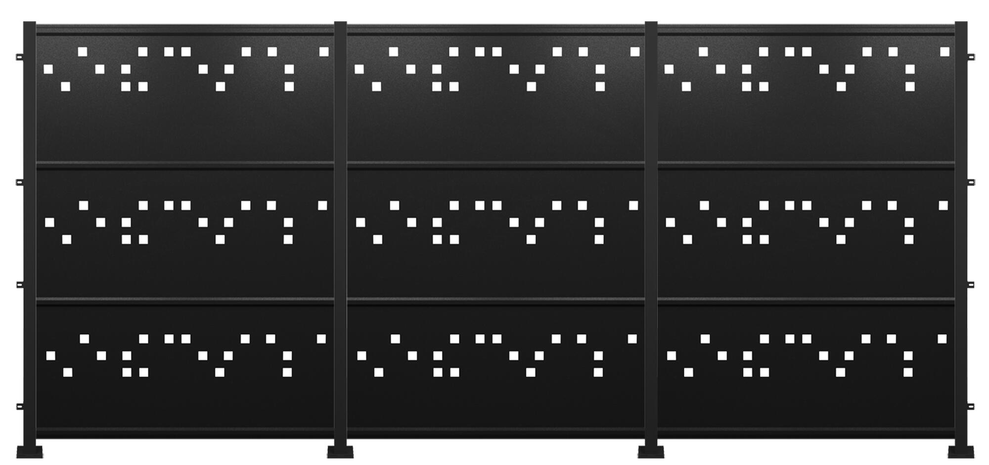 Kit valla de acero galvanizado cuadros negro 456x200x13 cm