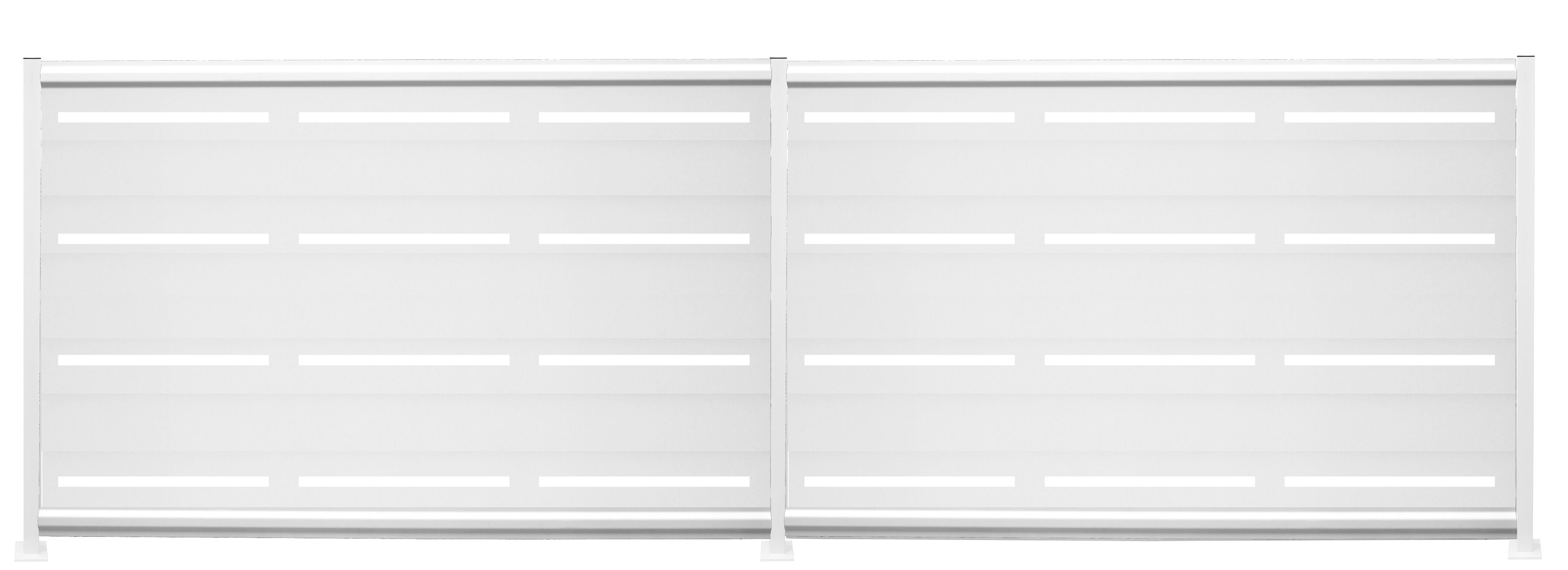 Kit valla de acero galvanizado rayas blanco 306x100x13 cm