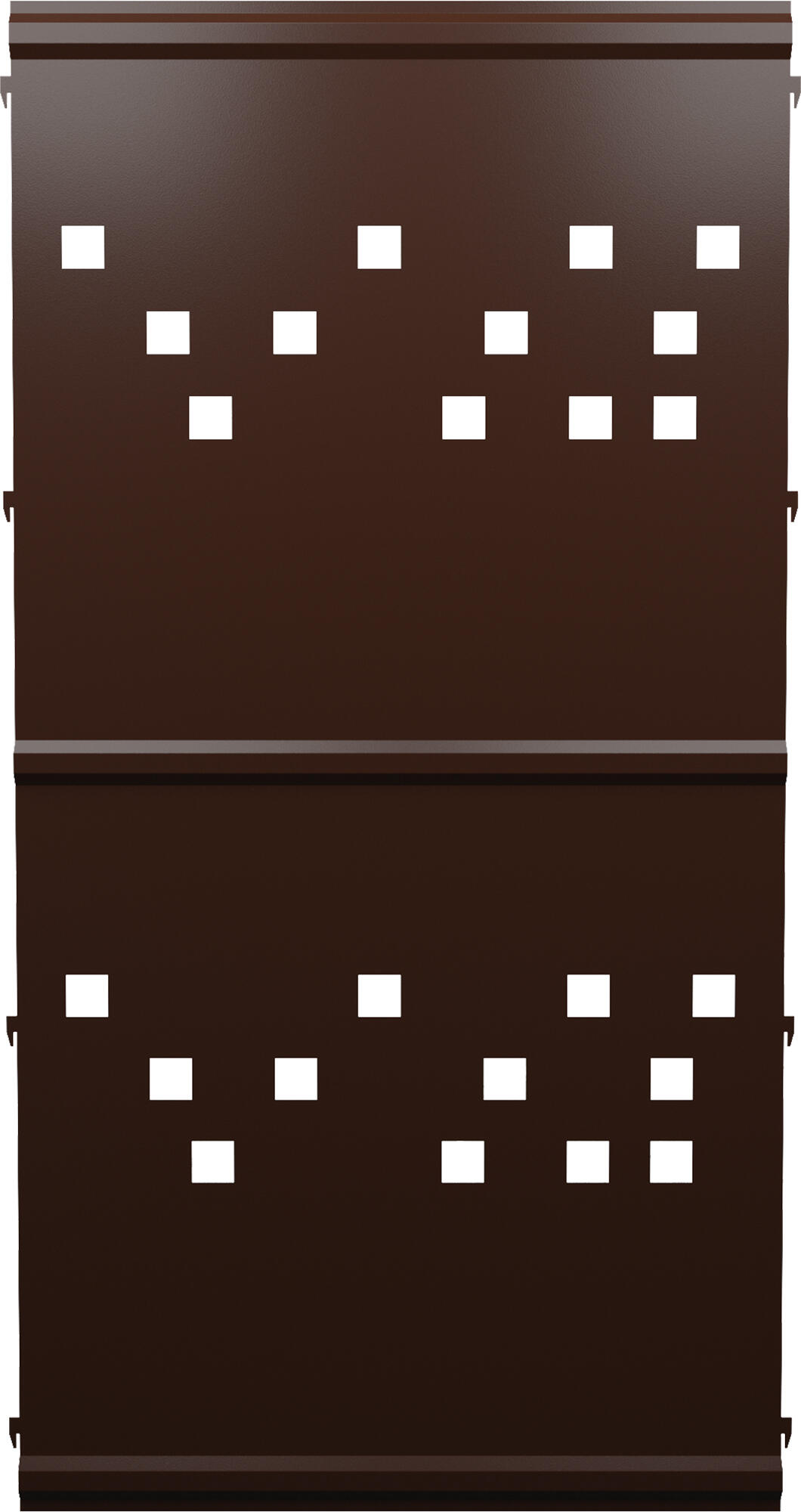 Panel remate valla acero galvanizado franja cuadros marrón forja 144x73,5 cm