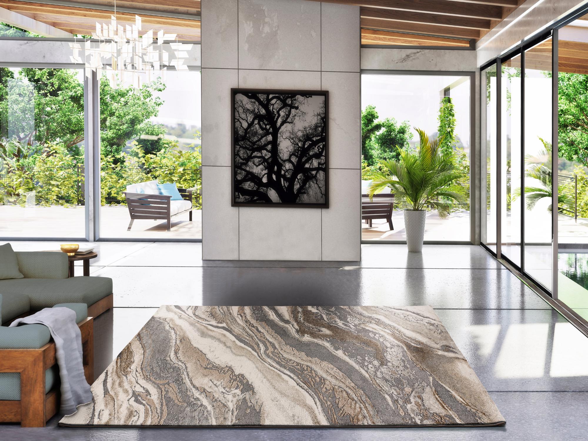 Alfombra poliéster weimar marmol beige 80x150cm