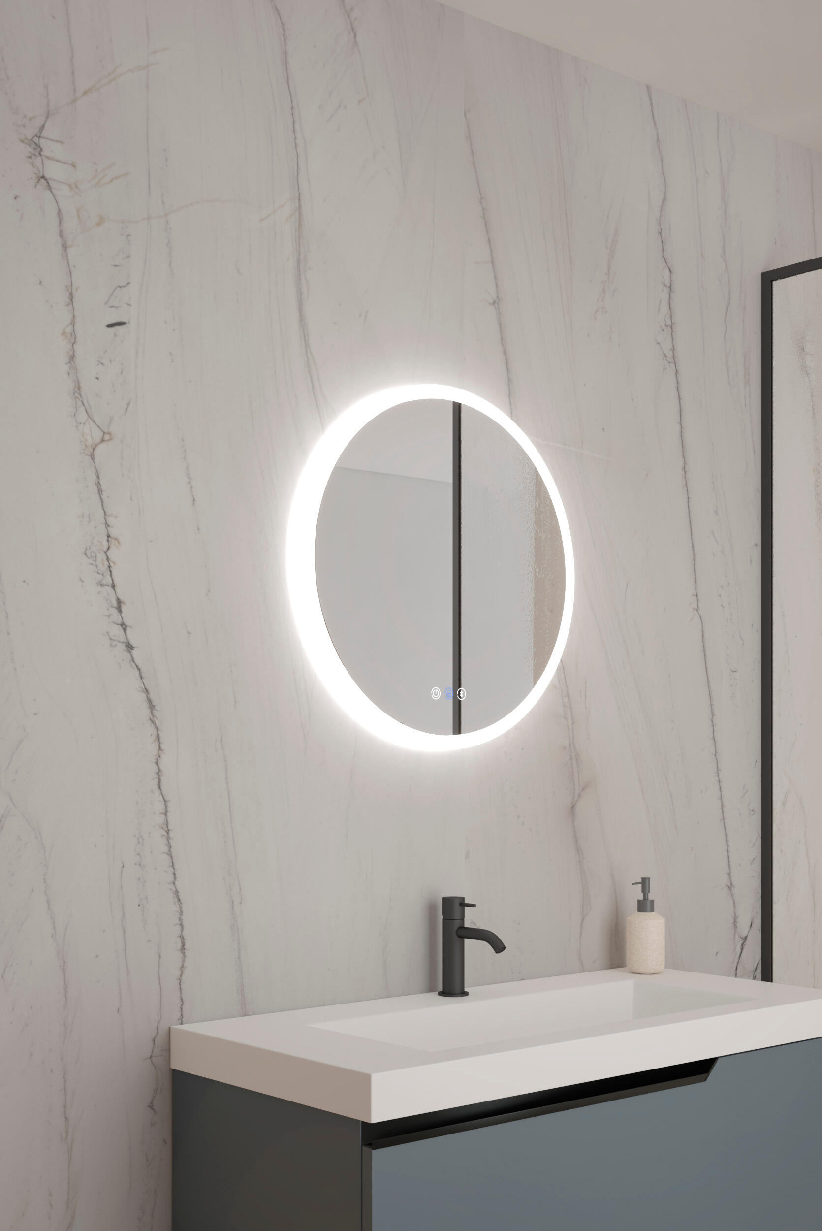 Espejo de baño con luz led cosmos antivaho , bluetooth, , táctil 60x60 cm