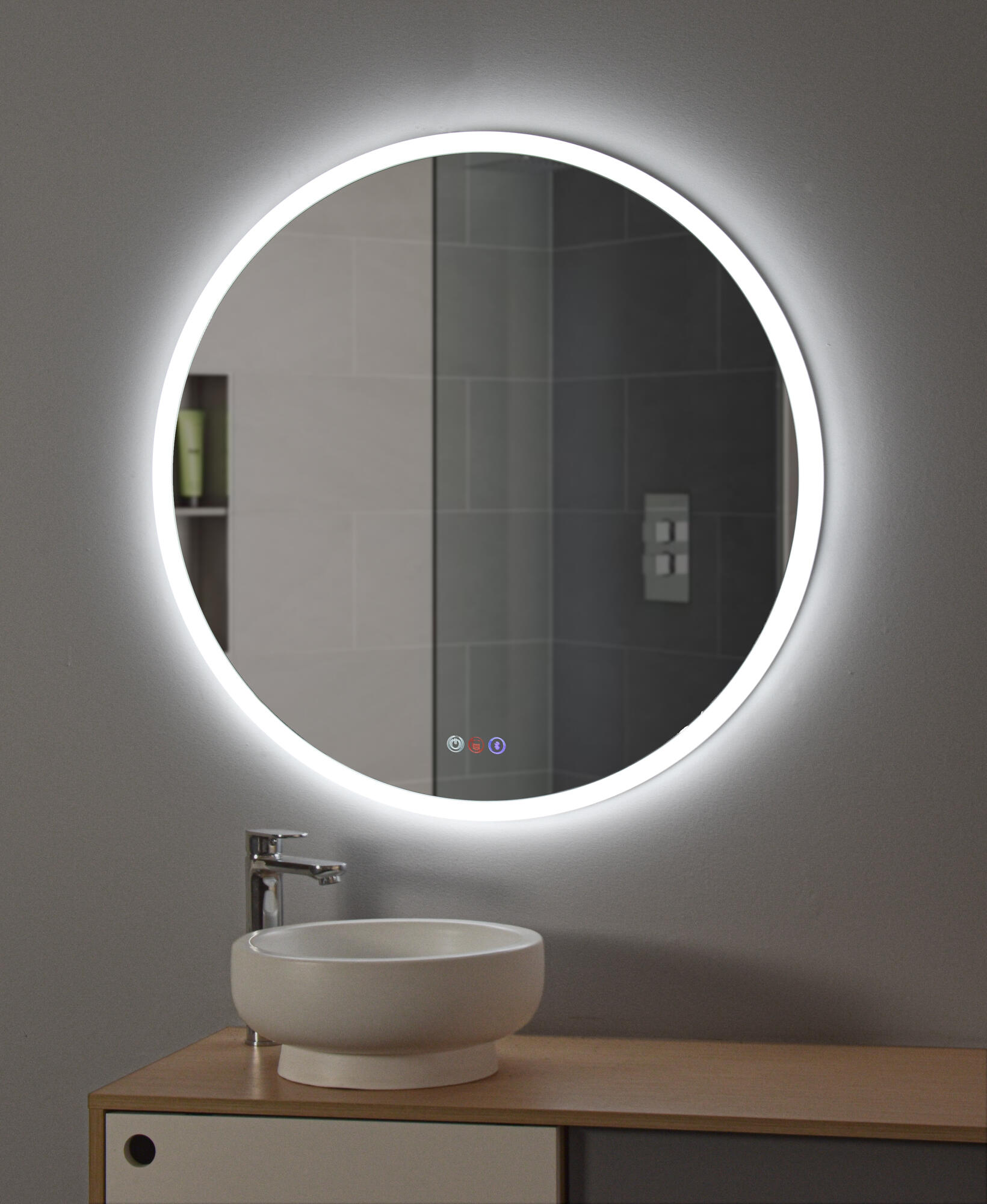 Espejo de baño con luz led cosmos antivaho , bluetooth, , táctil 80x80 cm