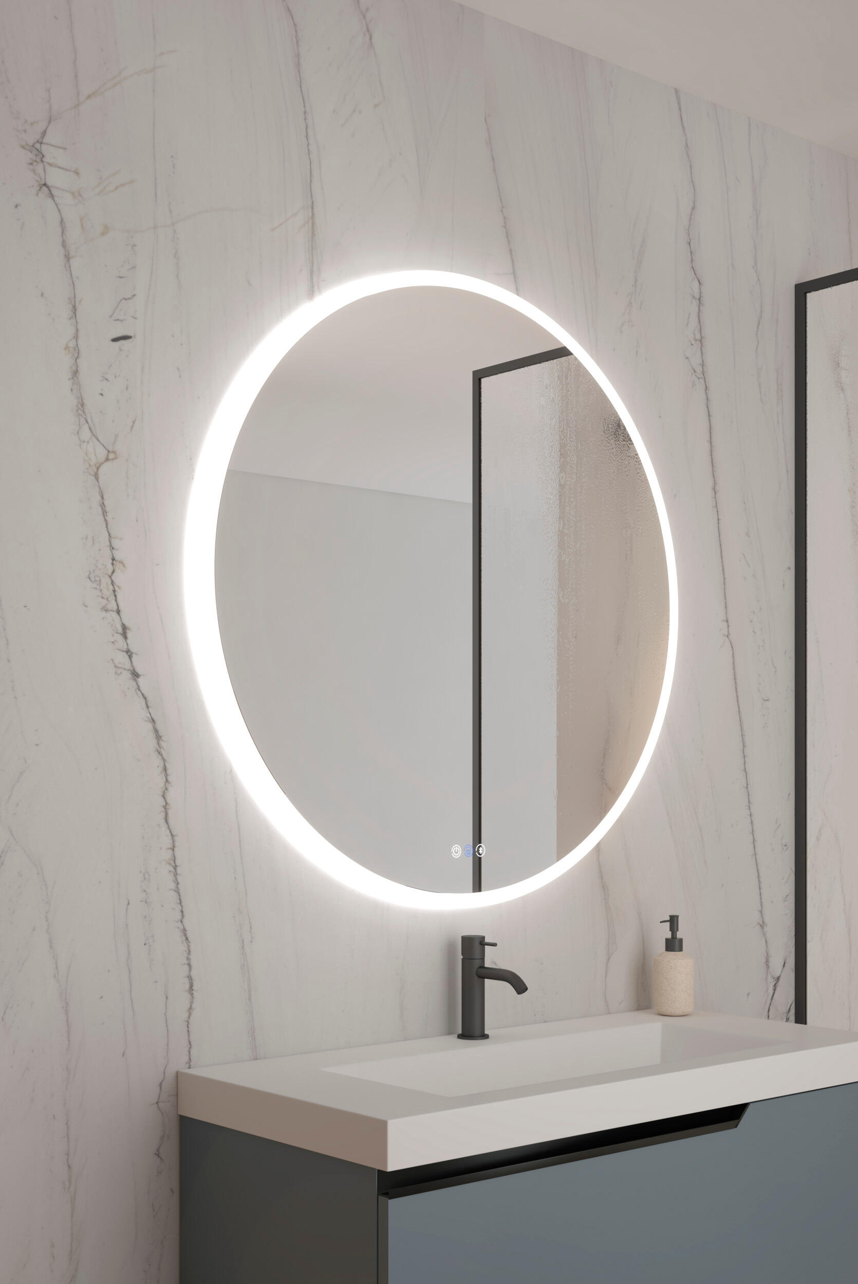 Espejo de baño con luz led cosmos antivaho , bluetooth, , táctil 100x100 cm
