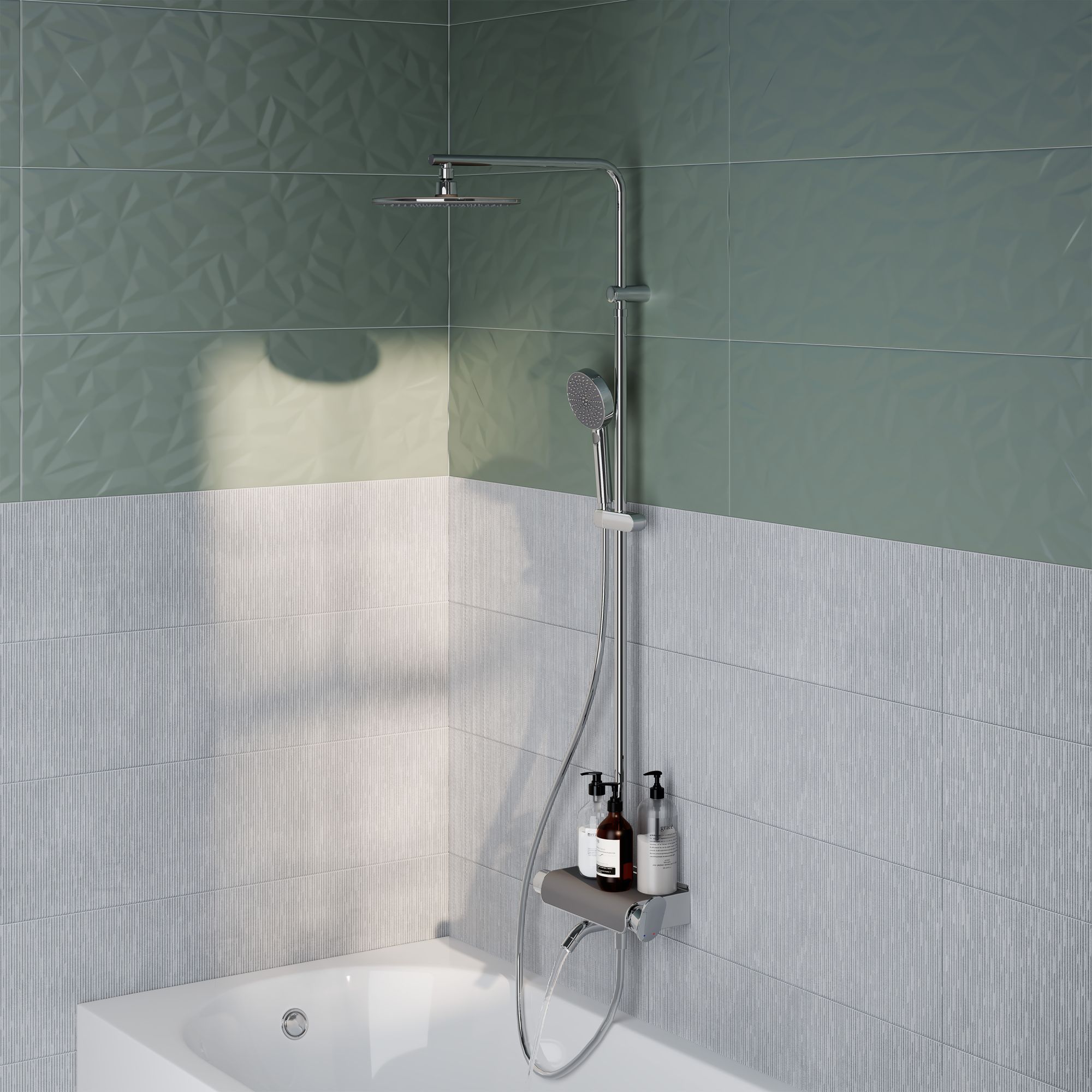 Columna de ba era monomando SENSEA Easy gris cromado Leroy Merlin