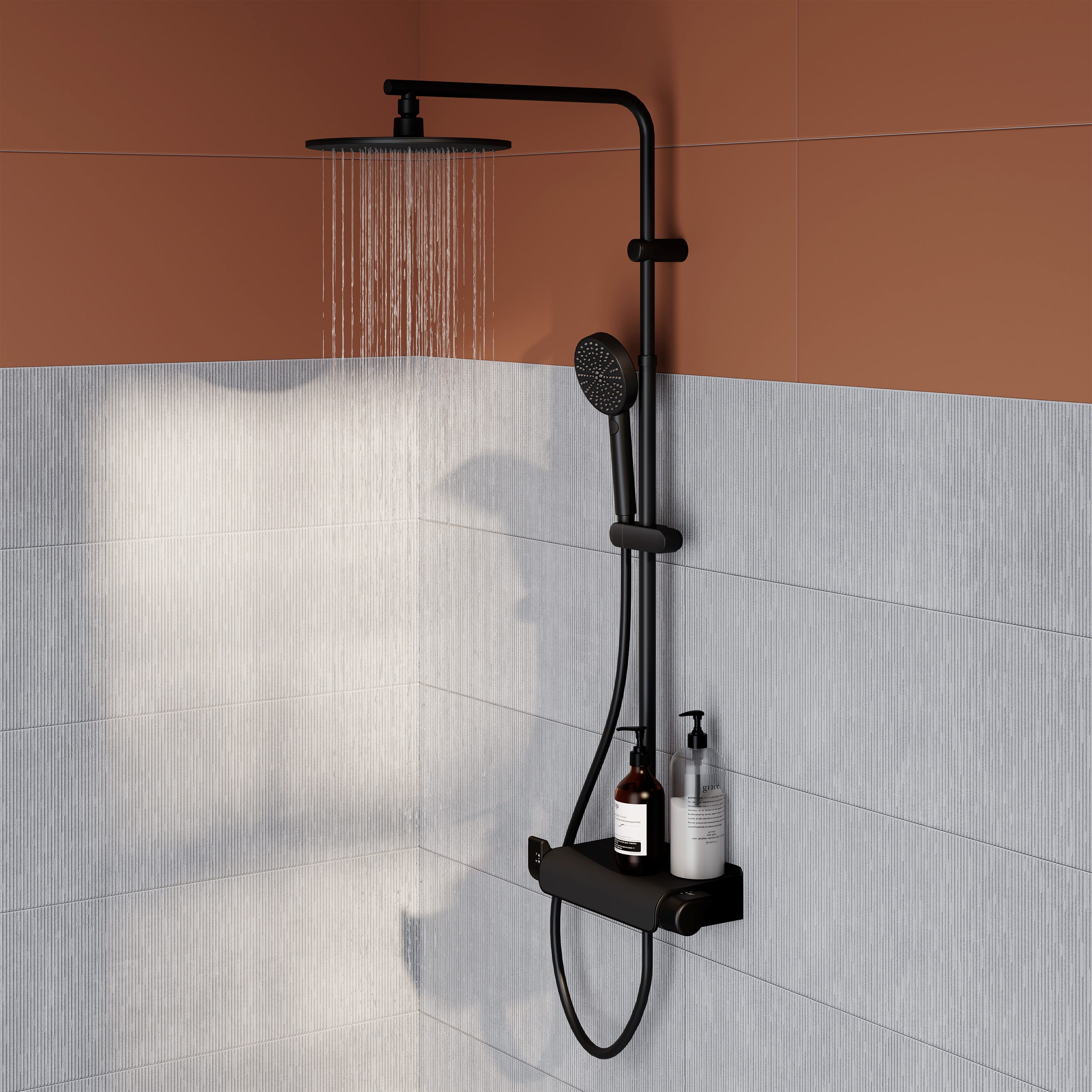 Columna de ducha termostática SENSEA Neo negro pintado