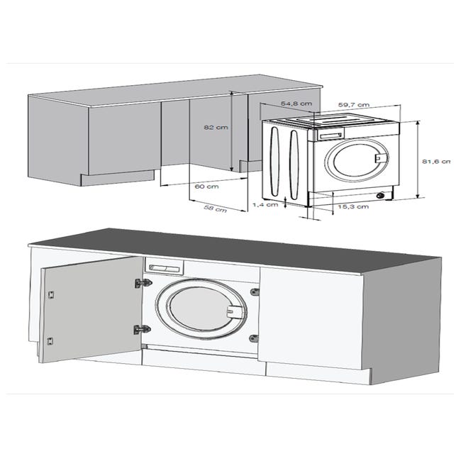 Lavadora integrable BEKO Witv 8712 Xw0R de 8 kg de capacidad 1400 rpm clase  C