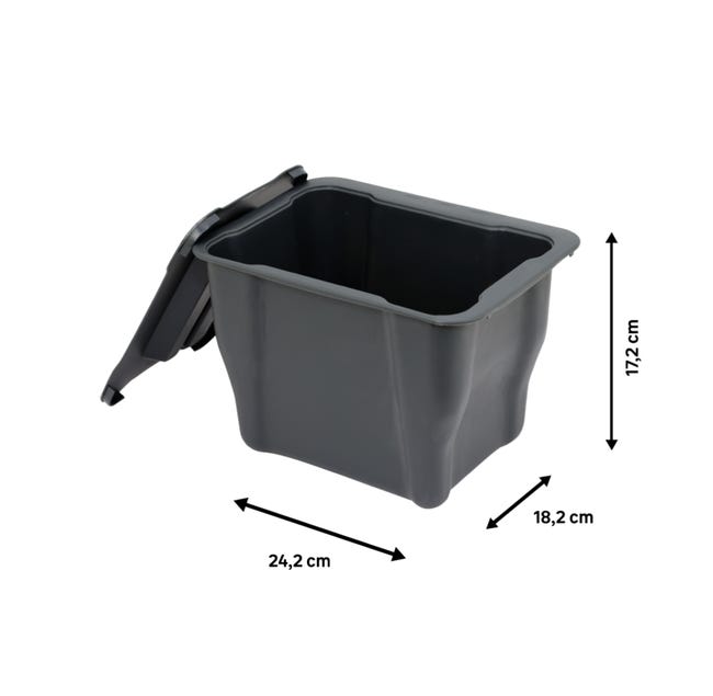Cubo de basura orgánica apertura manual DELINIA 4 L plástico gris