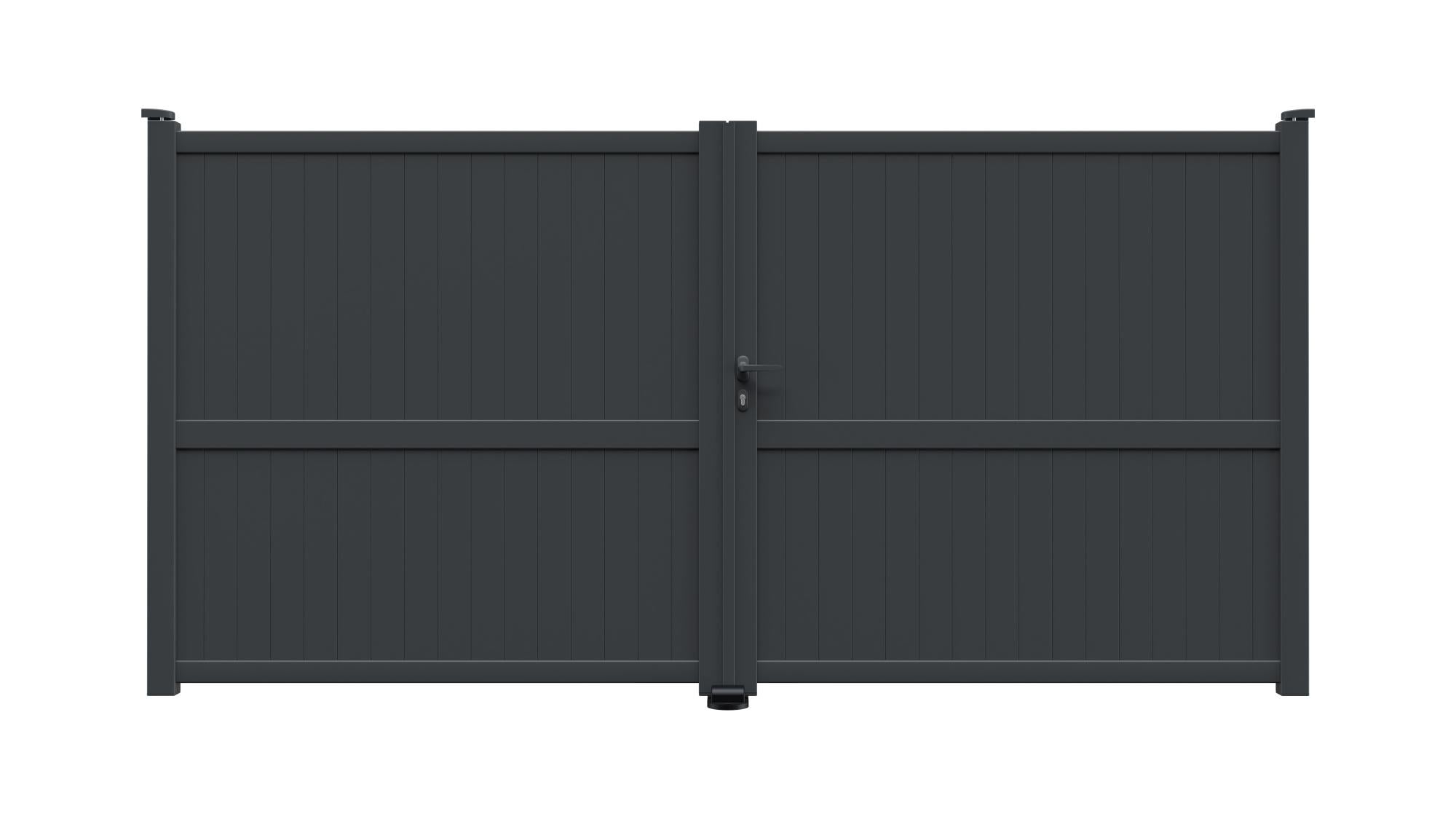 Puerta batiente de aluminio gris md:cl03 350x180 cm