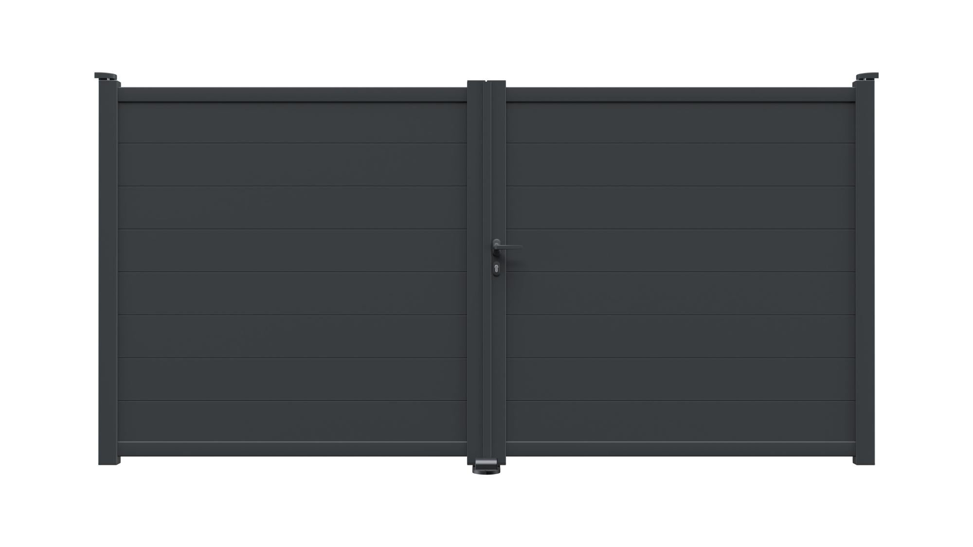 Puerta batiente de aluminio gris md:sm11 350x178 cm